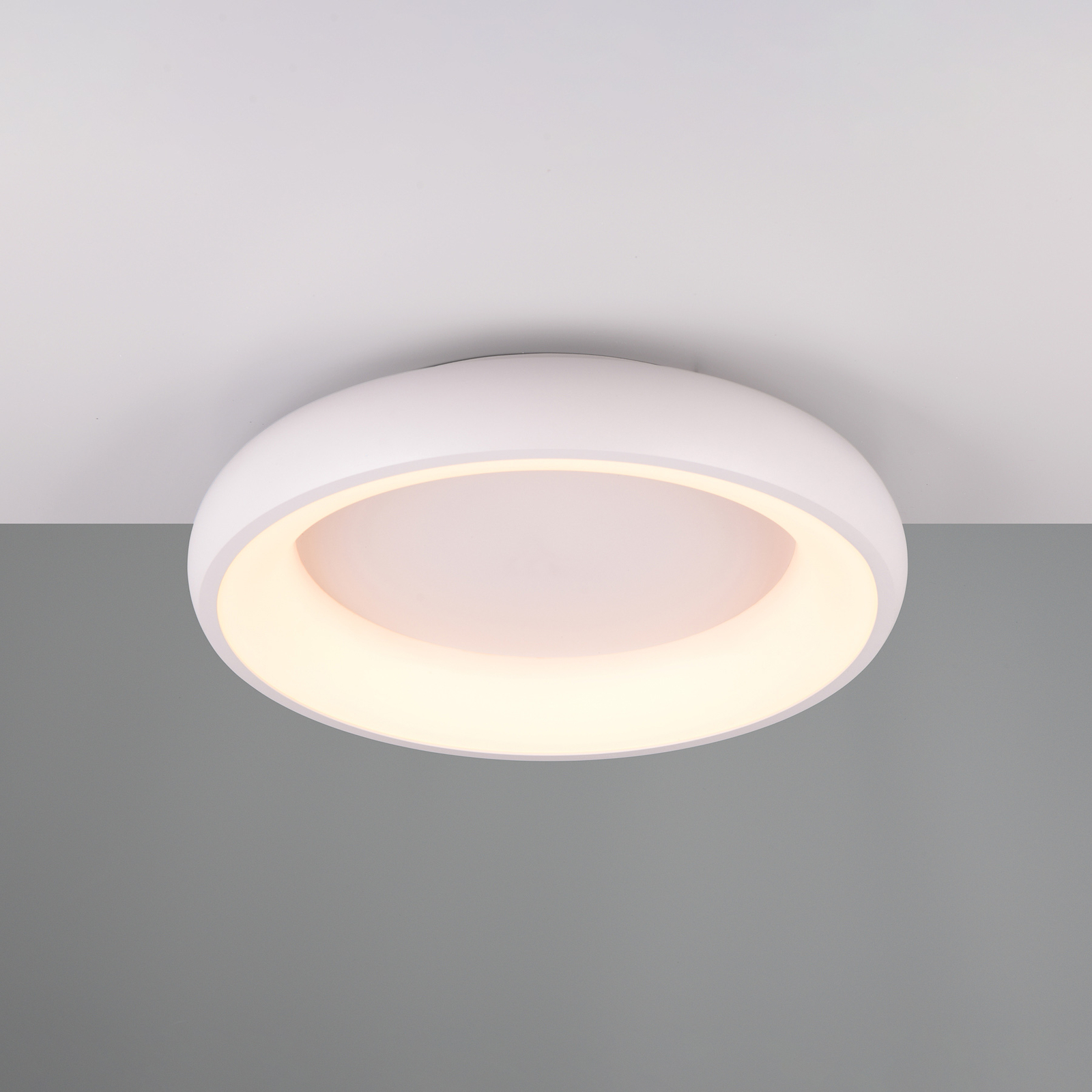 LED stropní svítidlo Cardona, Ø 46,5 cm, matná bílá, kov, CCT