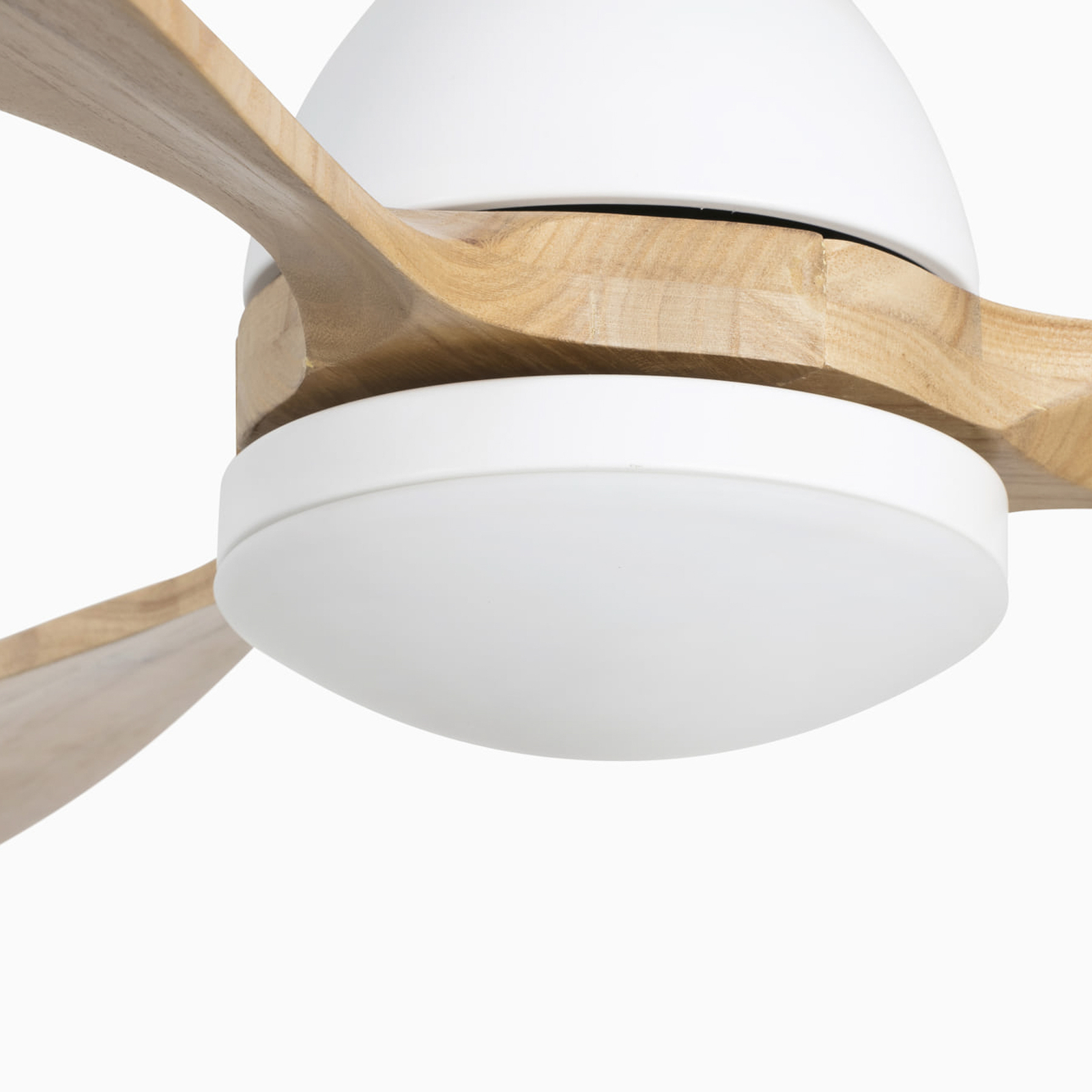 Ventilador de teto Poros, candeeiro LED, Ø 132 cm, branco/madeira clara Ventilador de teto Poros, candeeiro LED, Ø 132 cm, branco/madeira clara