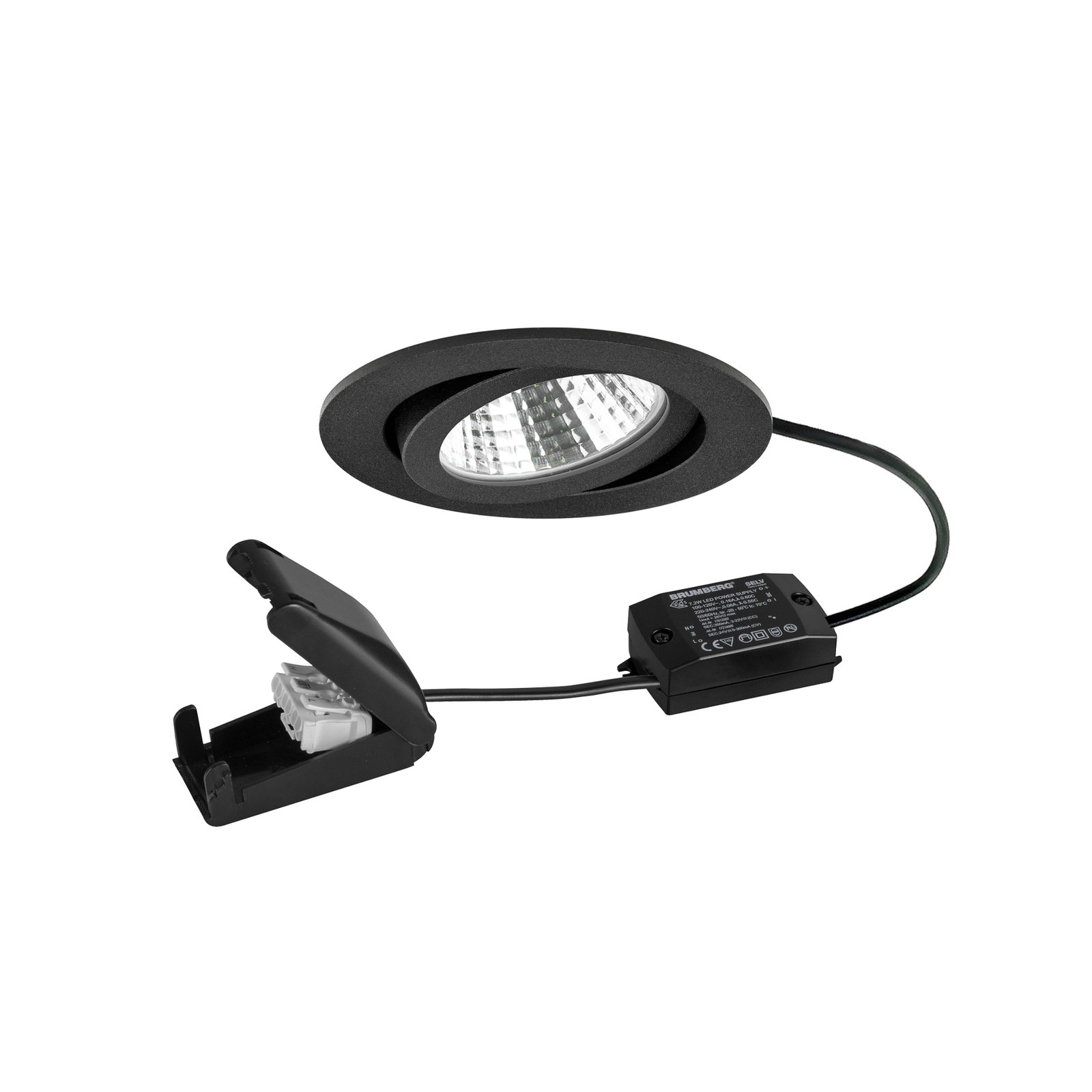 BRUMBERG BB03 LED recessed spotlight on/off connection box matt black