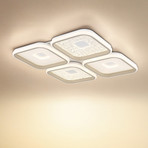 LED plafondlamp Mosaiko, lengte 54 cm, wit/zandkleurig metaal