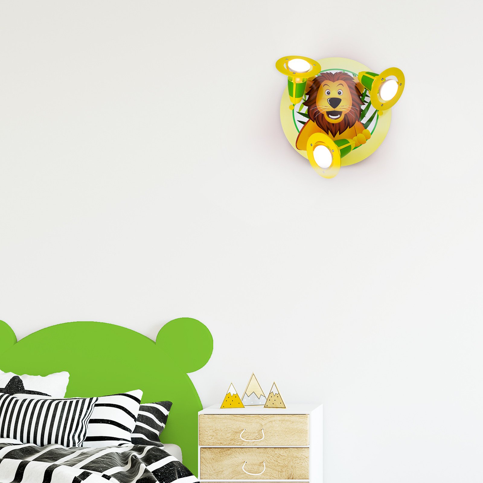 Elobra Lion ceiling light for a child’s room, for Children's Room, wood, plastic, E14, 40 W, energy efficiency: A++, H: 20 cm