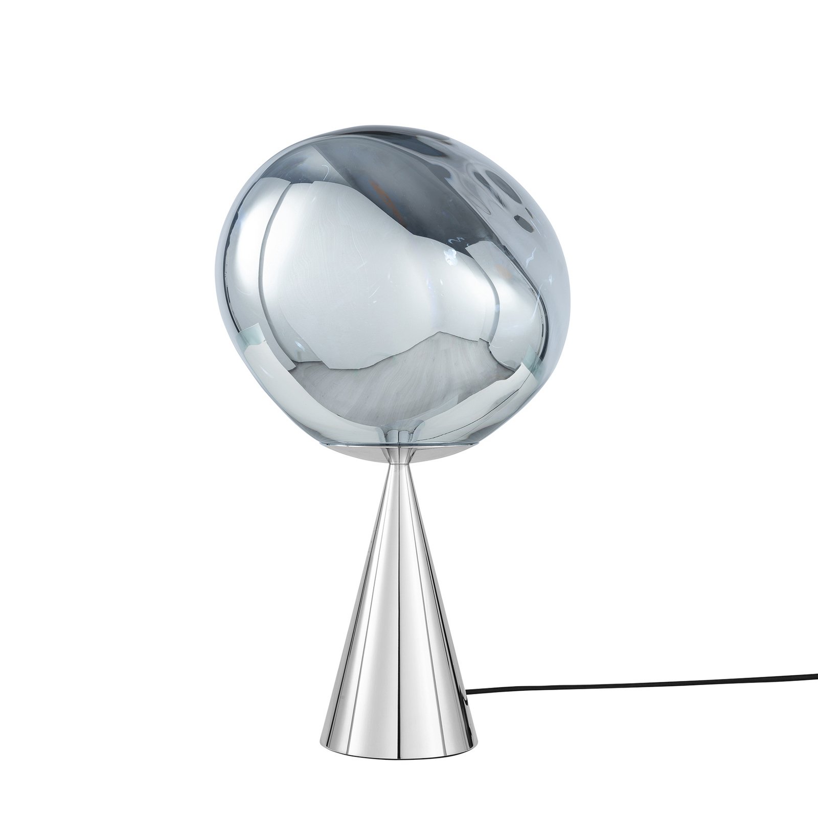 Tom Dixon LED-Tischlampe Melt Cone Fat, silberfarben, 65 cm