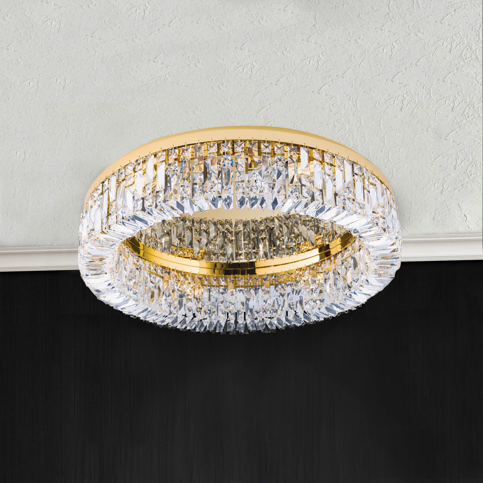 Kryształowa lampa sufitowa Pierścień – 59 cm