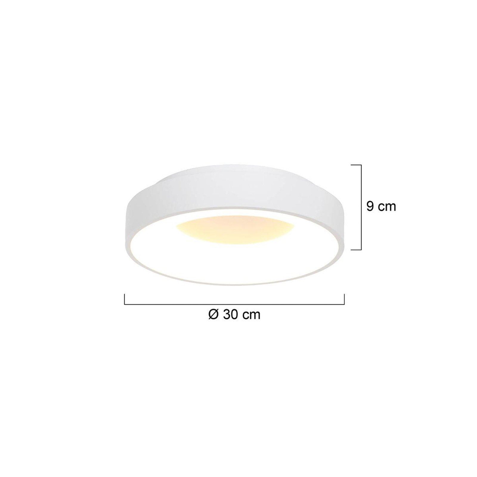 Plafonnier LED Ringlede, 2.700 K, Ø 30 cm, blanc, métal