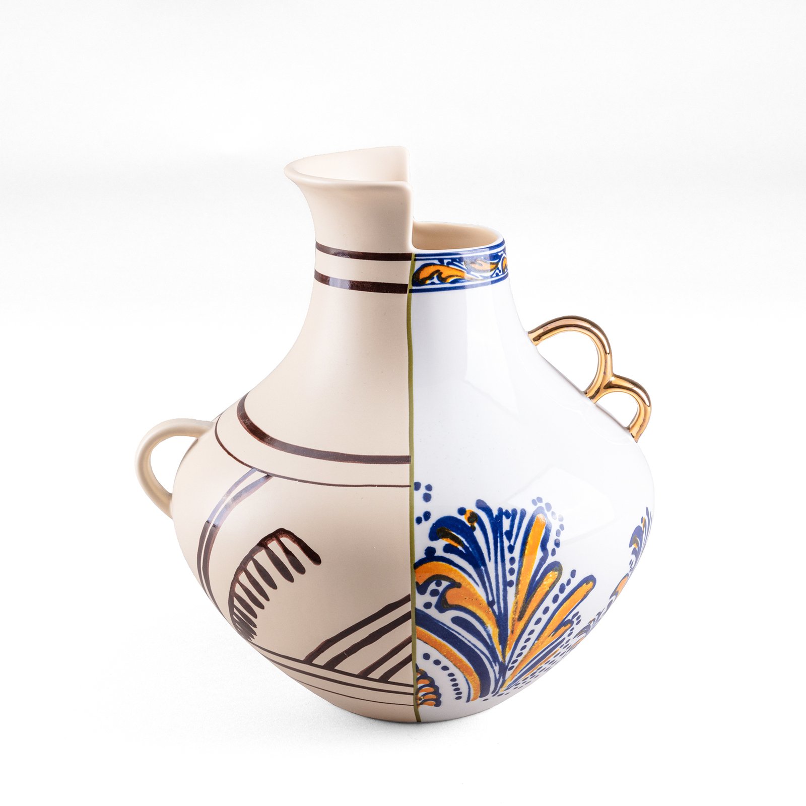 SELETTI Váza Hybrid Nazca, biela / farebná, Ø 22,5 cm, porcelán