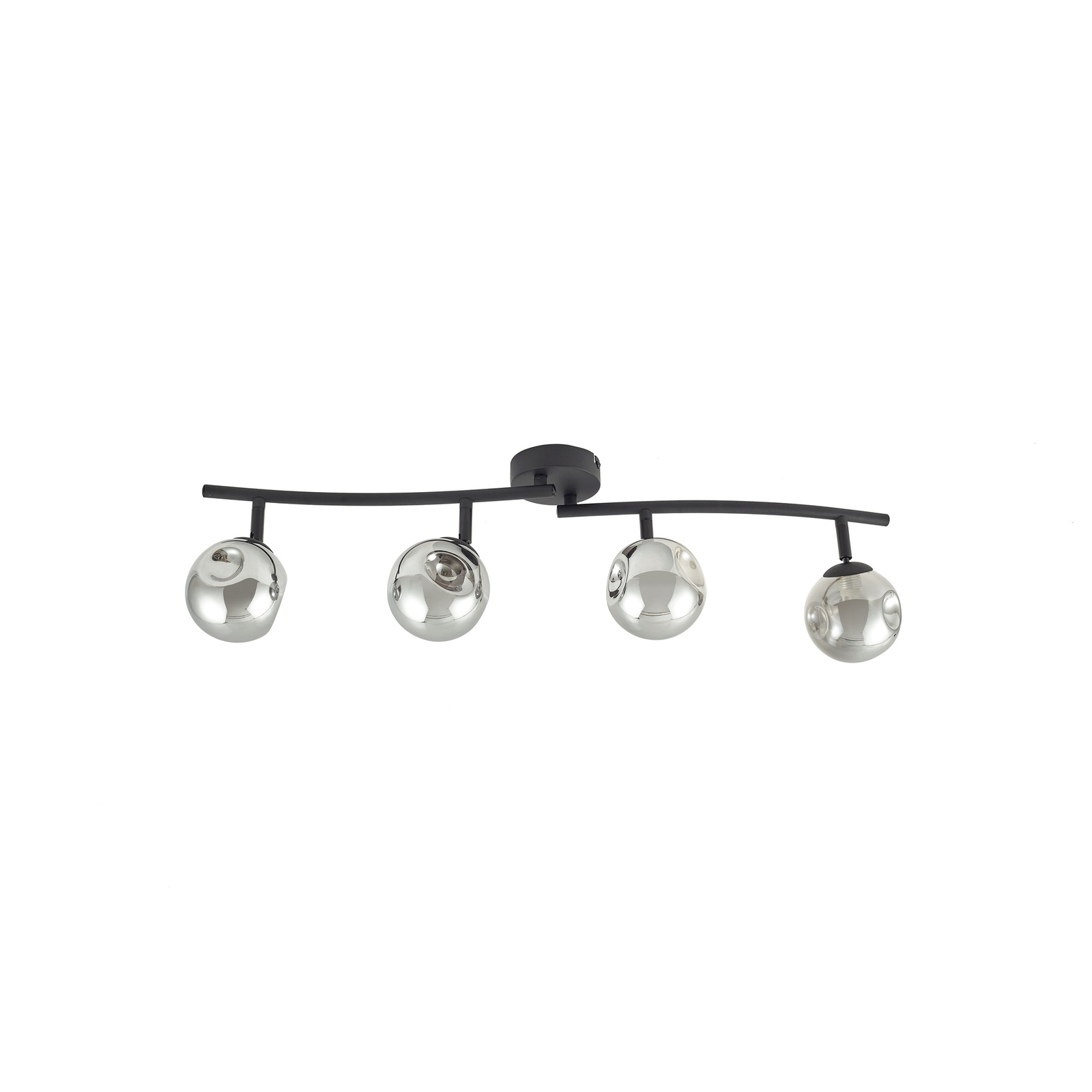 Lindby Valentina ceiling light, grey/black, 4-bulb, glass