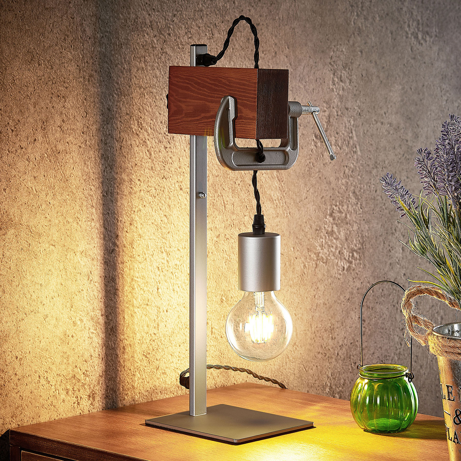 Blootstellen Renderen haalbaar Lindby Asya tafellamp, hout, chroom | Lampen24.be