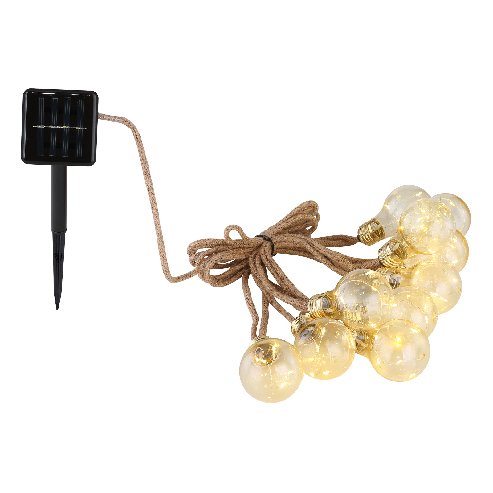 3369410 solar string lights, hemp rope, 10 LEDs Lights.co.uk