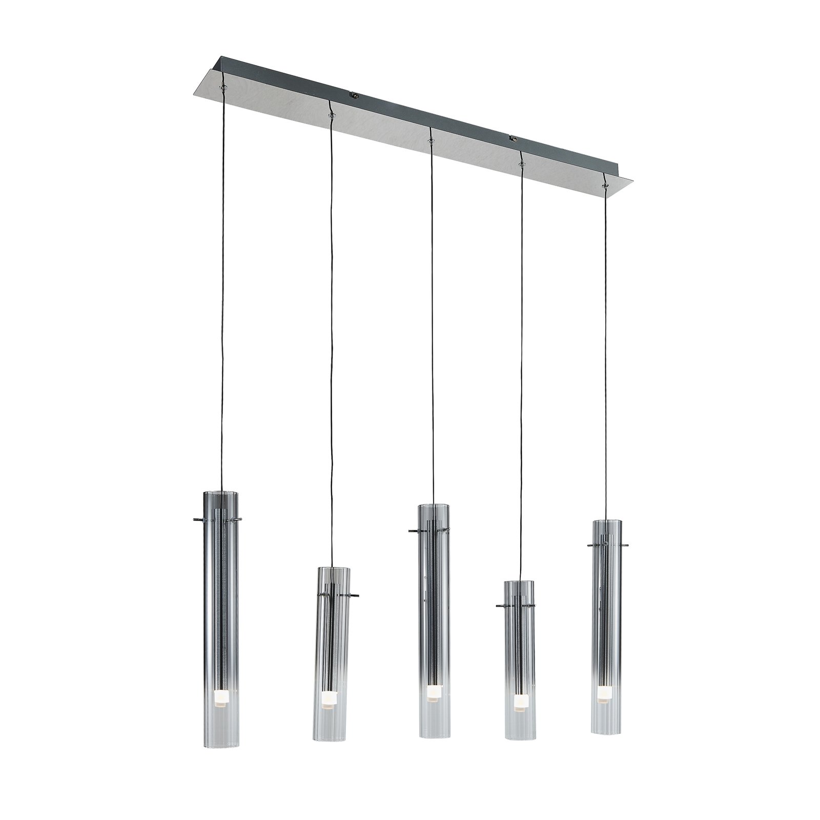 Lucande LED ceiling light Korvitha, 5-bulb, grey, glass