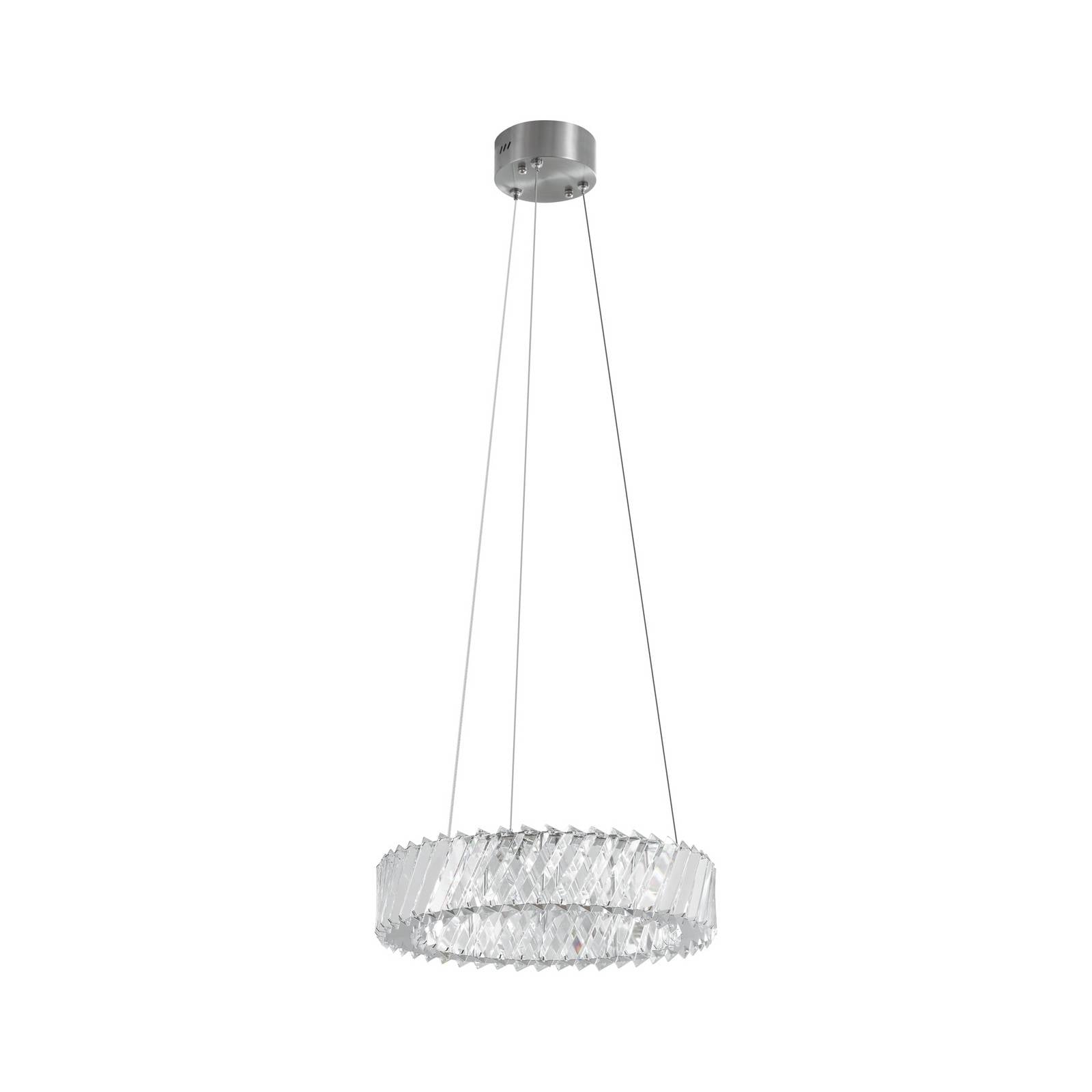 Lucande LED-Hängeleuchte Glacis, Kristall, Ø 40 cm, chrom