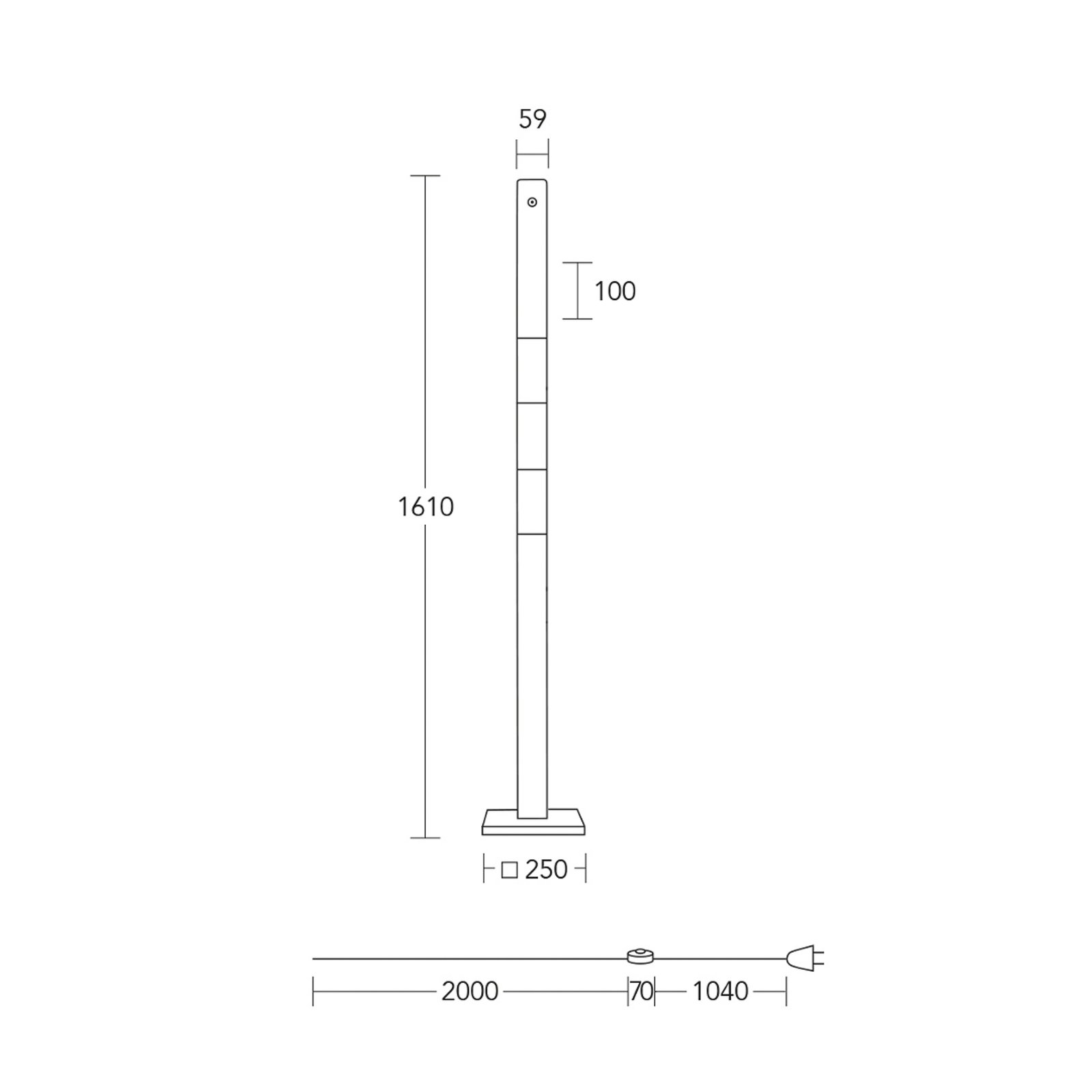 HerzBlut LED vloerlamp Lana del nero, hout, dimbaar