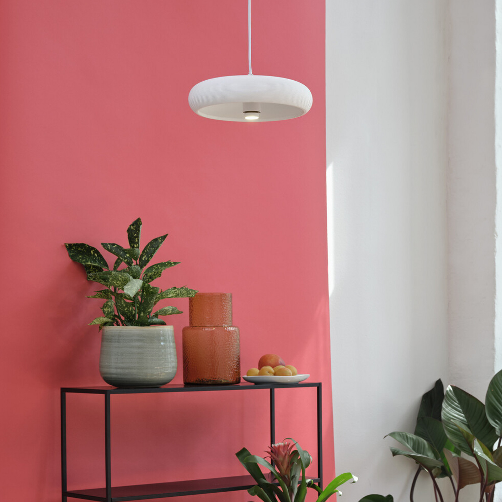 Lampă suspendată OSRAM Decor Plaster Pure gips Ø 30 cm  E27 - Camera de zi / sufragerie - alb - Tencuială / Argilă