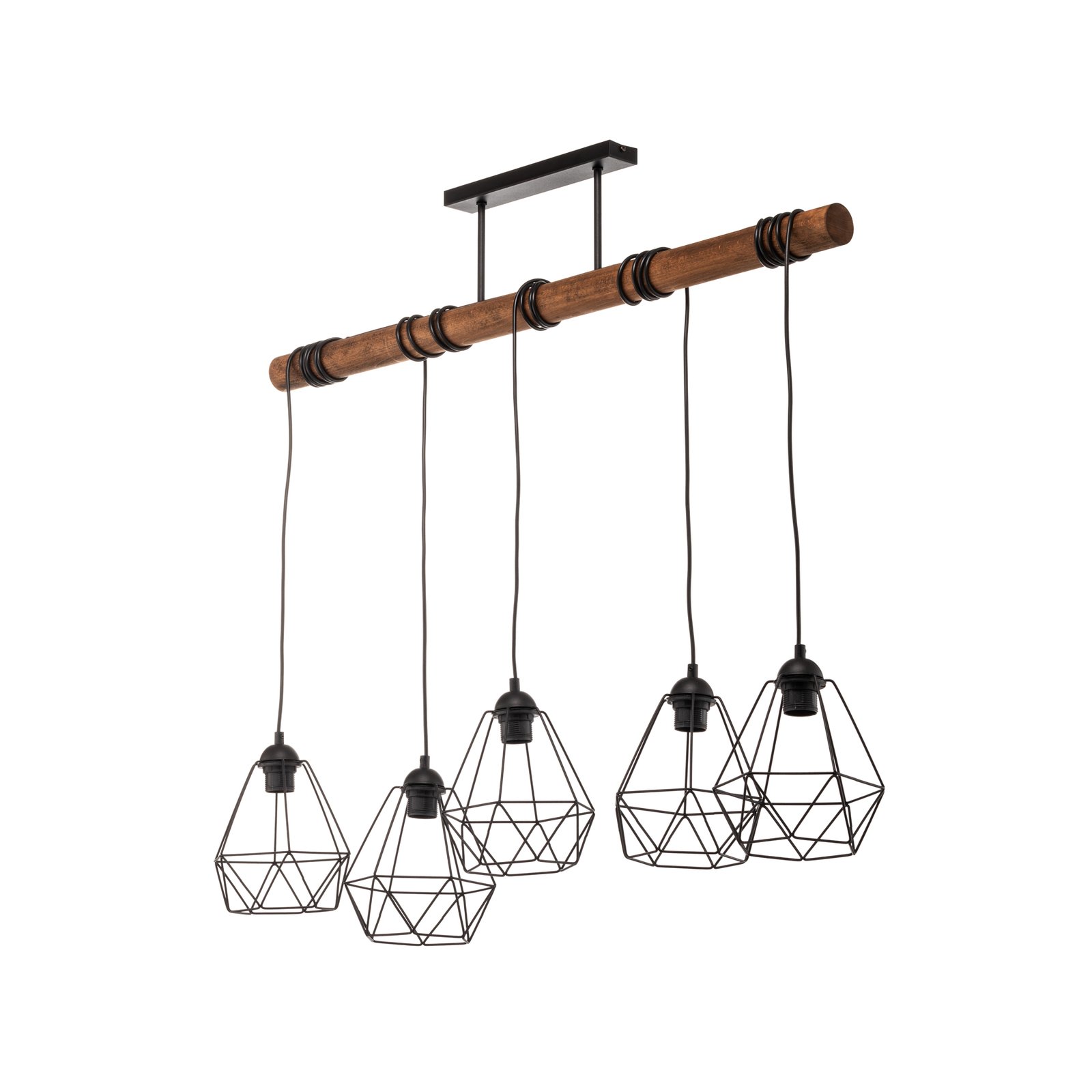 Acero pendant light, cage lampshades, five-bulb
