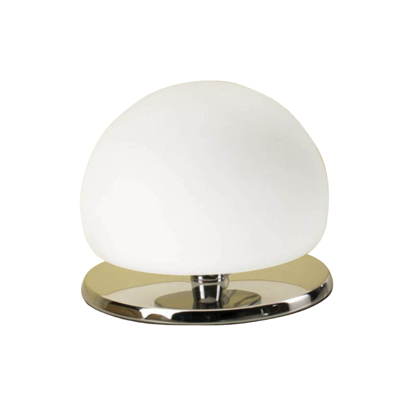 Lampă de masă Morgana, cromată / albă, variator tactil, 3.000 K