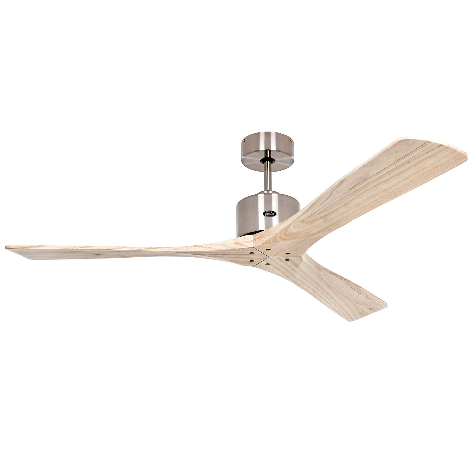 Macau ceiling fan, chrome, light natural wood