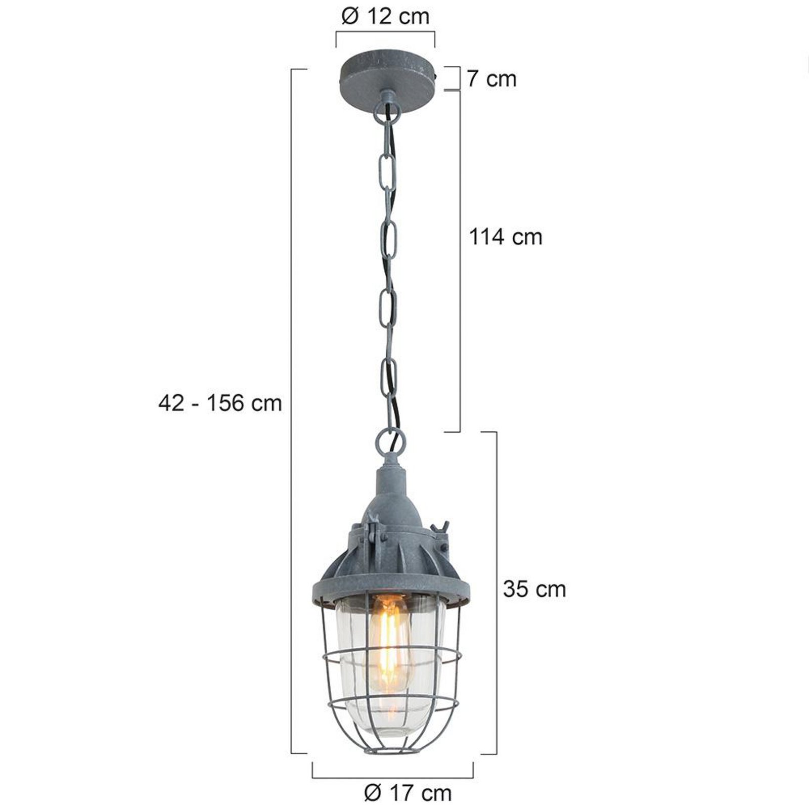 Hängeleuchte Ebbe, grau, Metall, Glas, E27