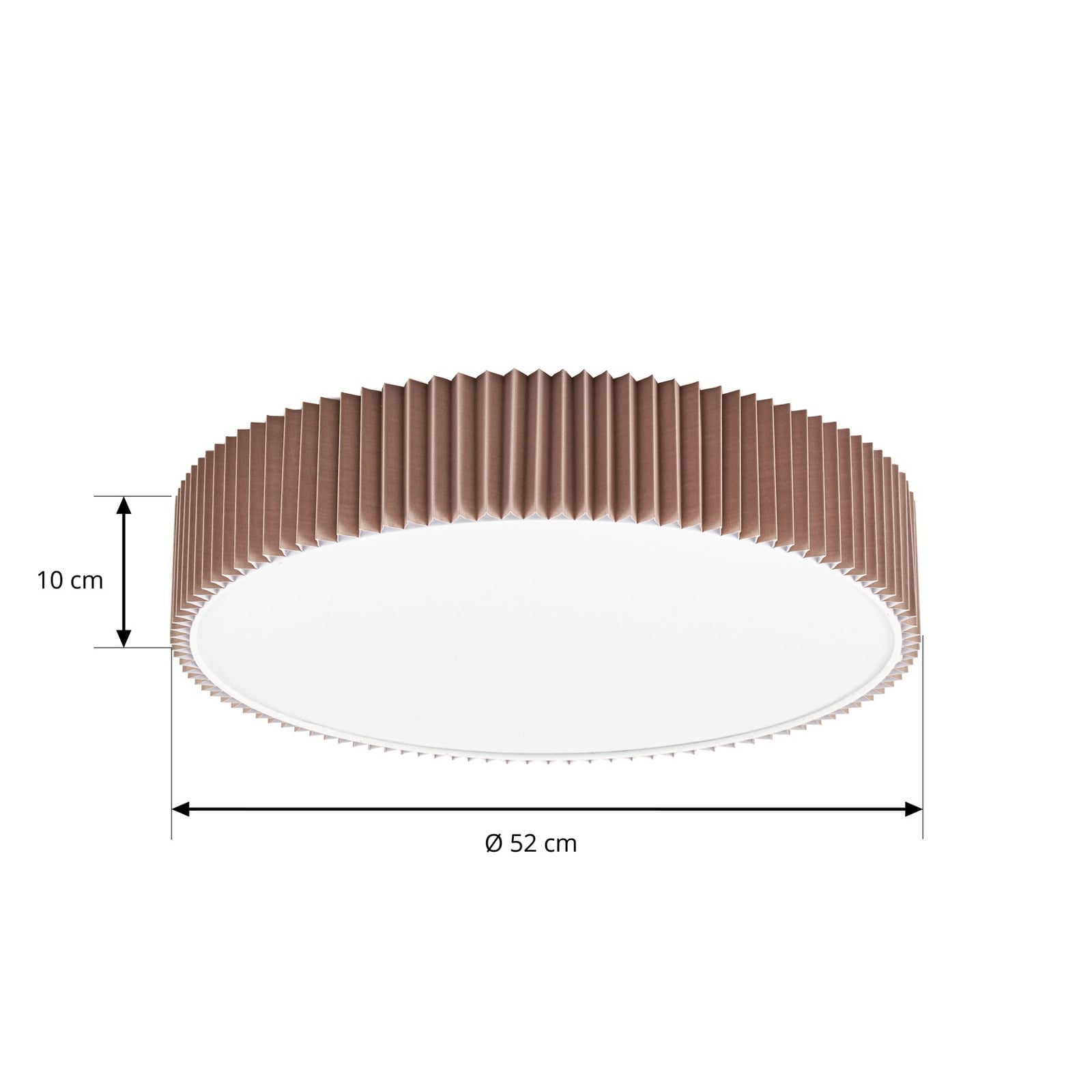 Zoey loftlampe, Ø 52 cm, taupe, rund, hør – Lindby