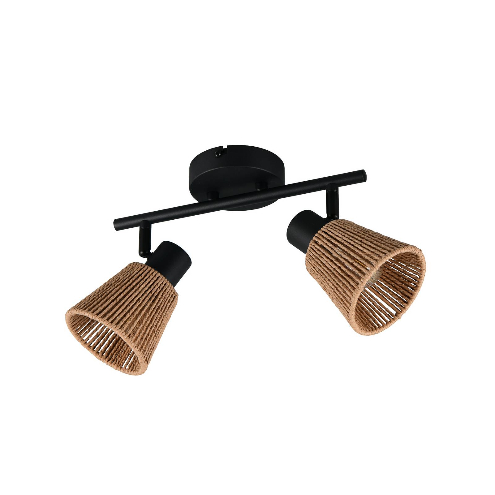 Deckenlampe Natrel, schwarz/braun, Länge 41 cm 2-flg. Metall