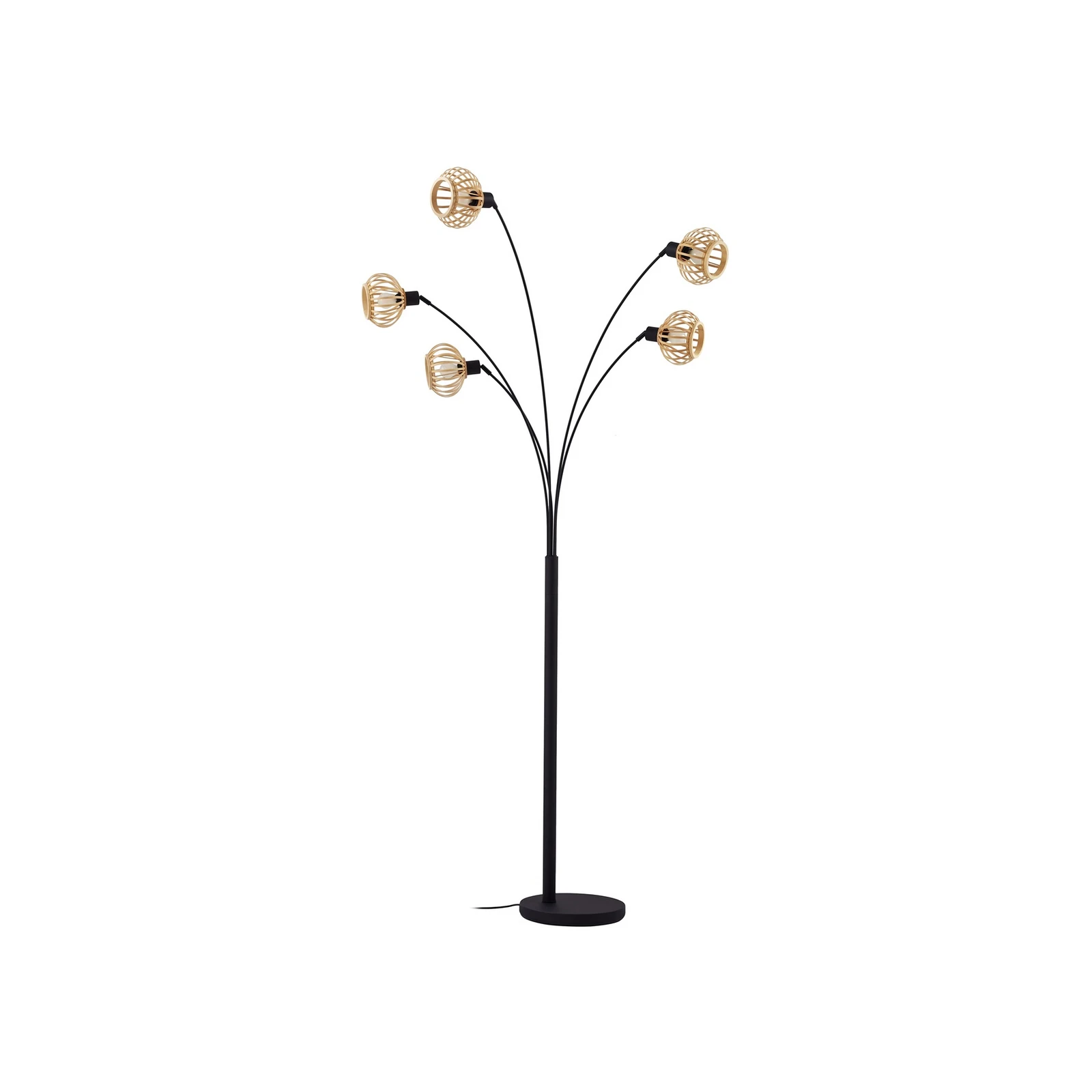 Lindby stāvlampa Lielle, dabīgs bambuss, 5 gaismas, 190 cm