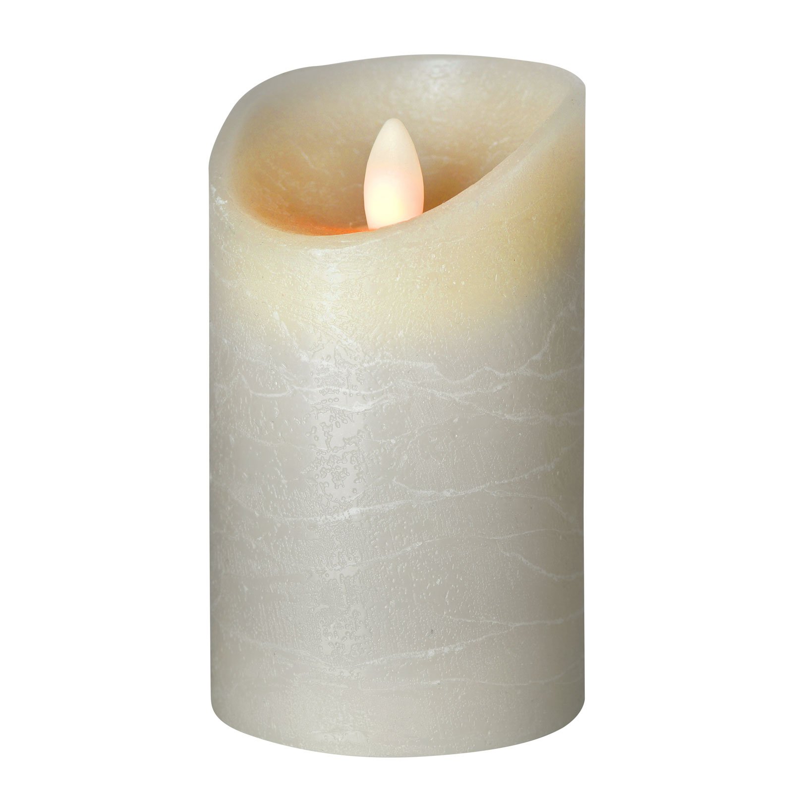 Sompex Shine LED candle, Ø 7.5 cm, grey, height 12.5 cm, wax, 0.06 W, H: 12.5 cm