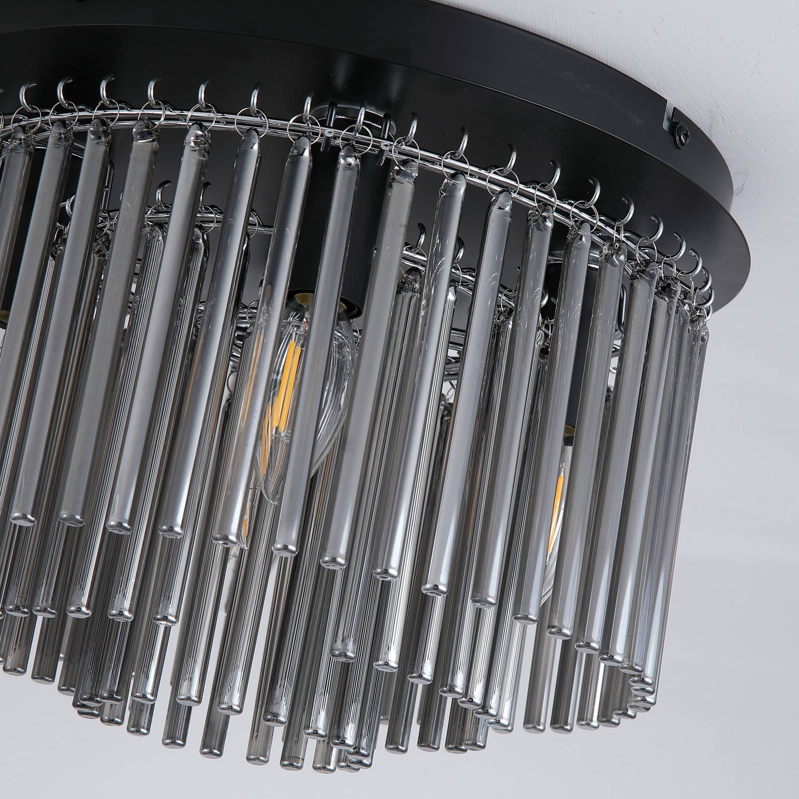  Searchlight Deckenlampe Swizzle, Schwarz/rauchgrau, ø 32 Cm, Glas/metall 