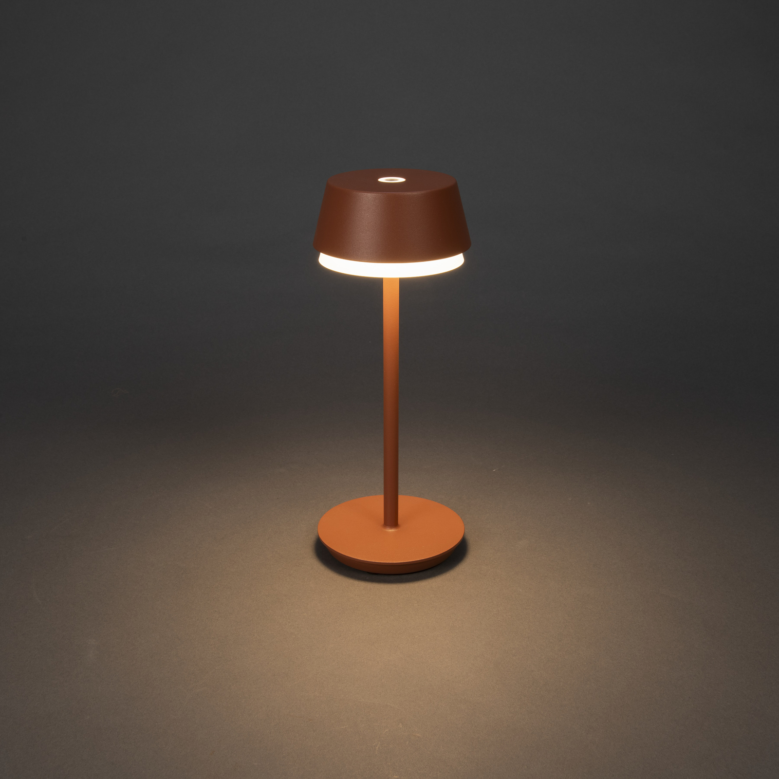 Lampe de table LED à accu Lyon, terracotta, IP54, variateur d'intensité,