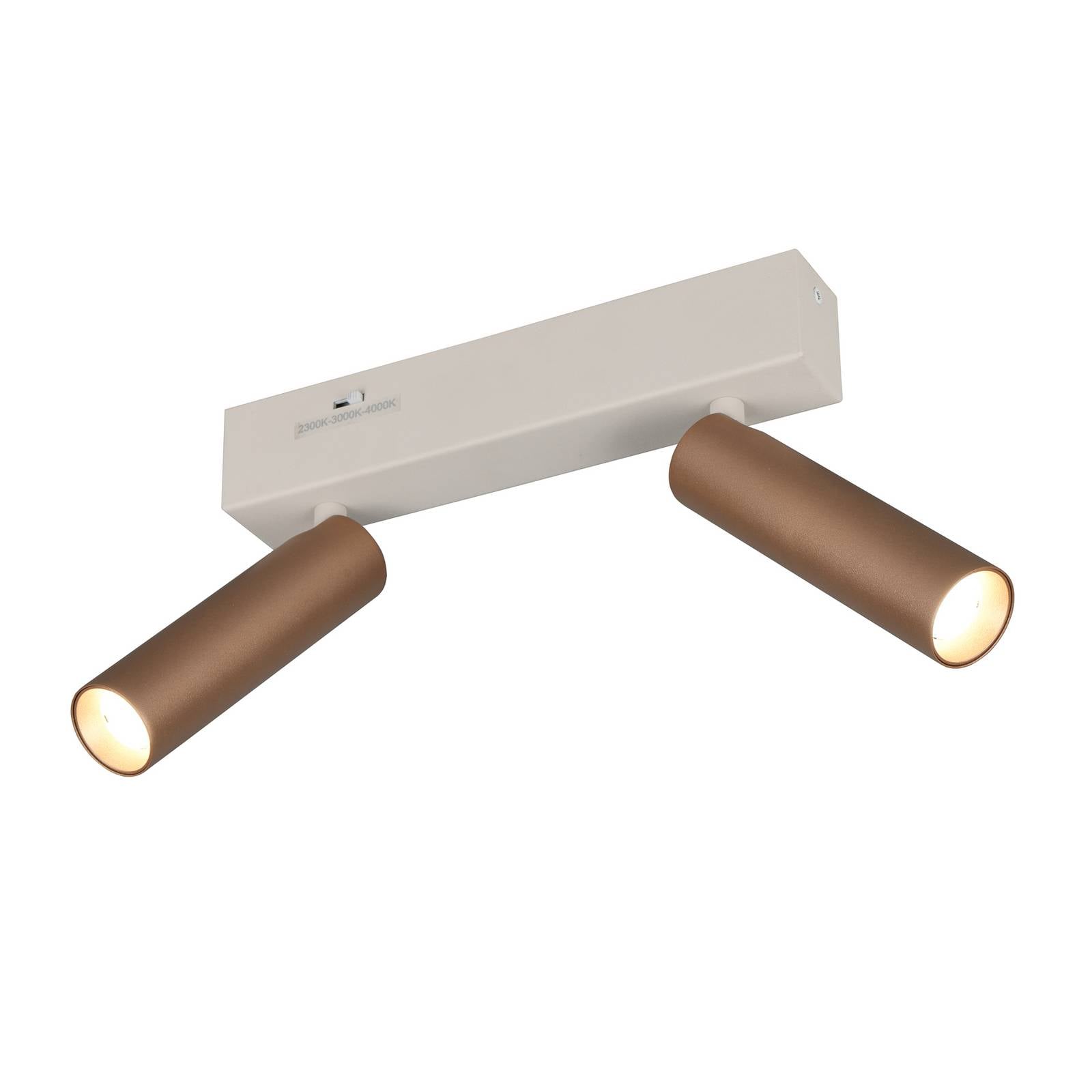 LED-Deckenstrahler Ambala, Länge 26 cm, grau/braun, 2-flg.