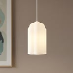 Candeeiro suspenso Lucande Lunja, branco, vidro, 1 lâmpada, E27