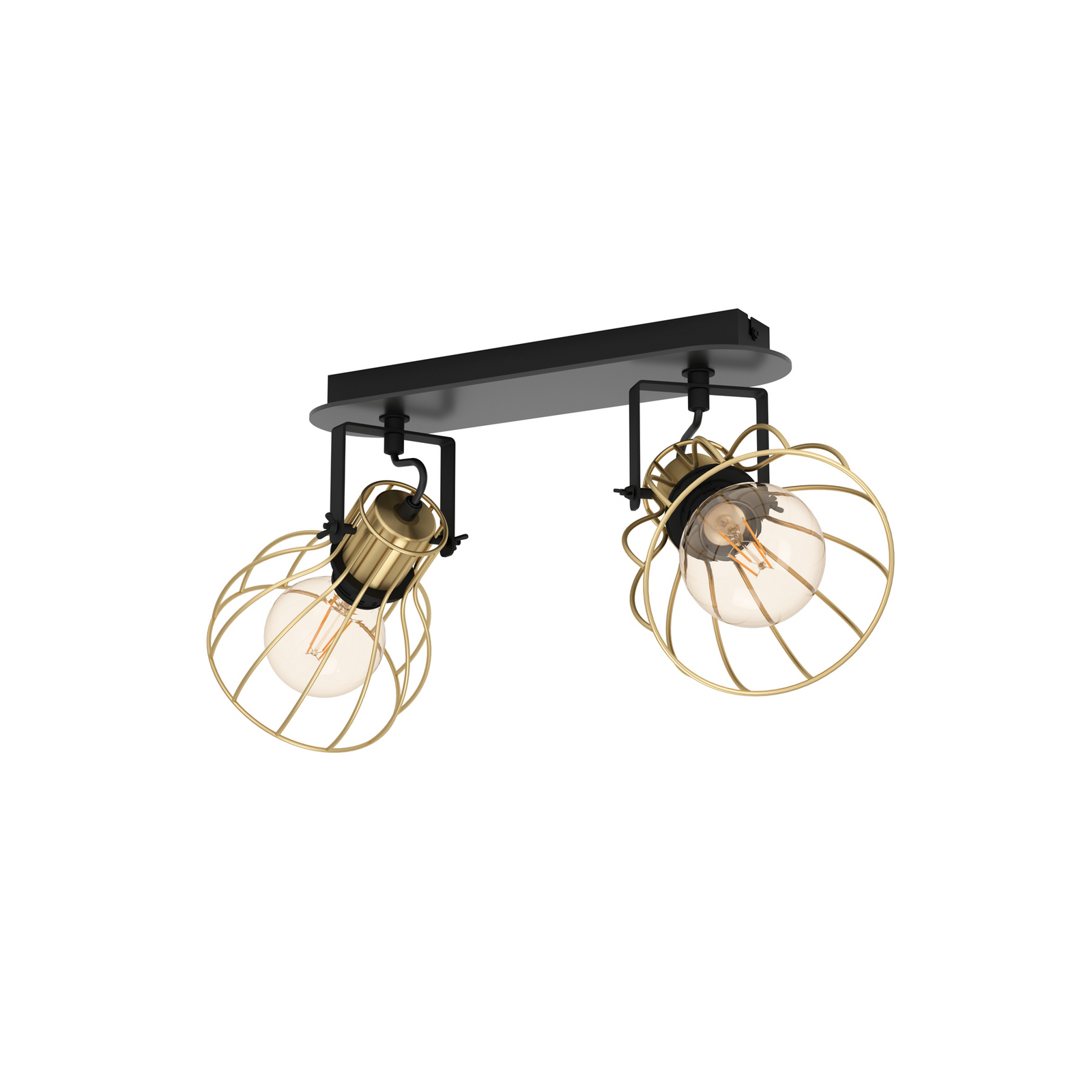 Таванна лампа EGLO Sambatello с 2 светлини, черна/златна
