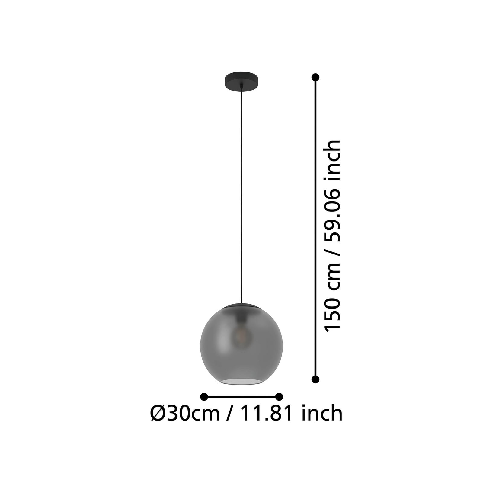 Suspension Arangona, grise, Ø 30 cm, verre - Stars of Light