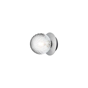 Aplique de pared Liila 1, IP44, plateada/transparente, Ø 12 cm - Nuura