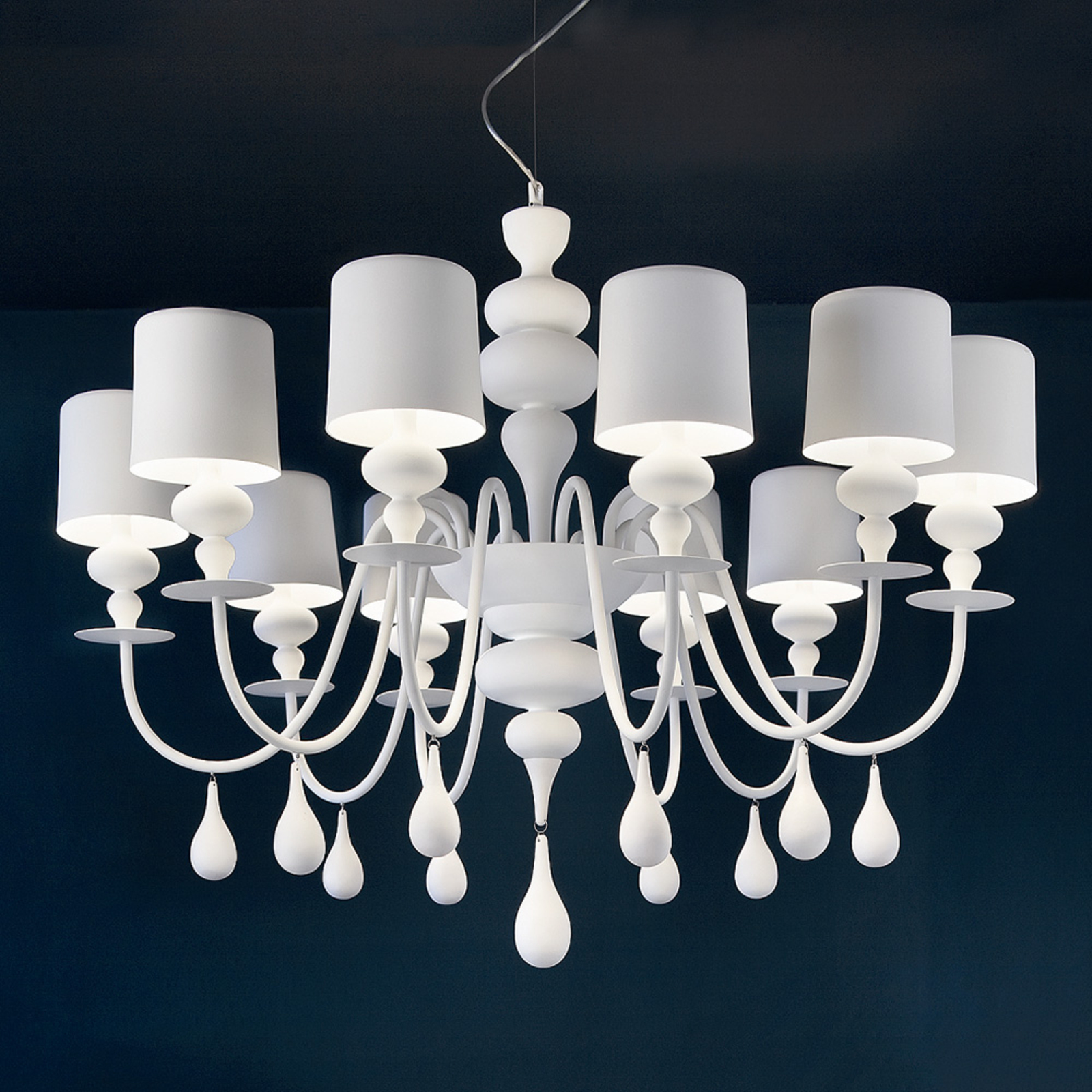 Prestigious chandelier Eva S10, white