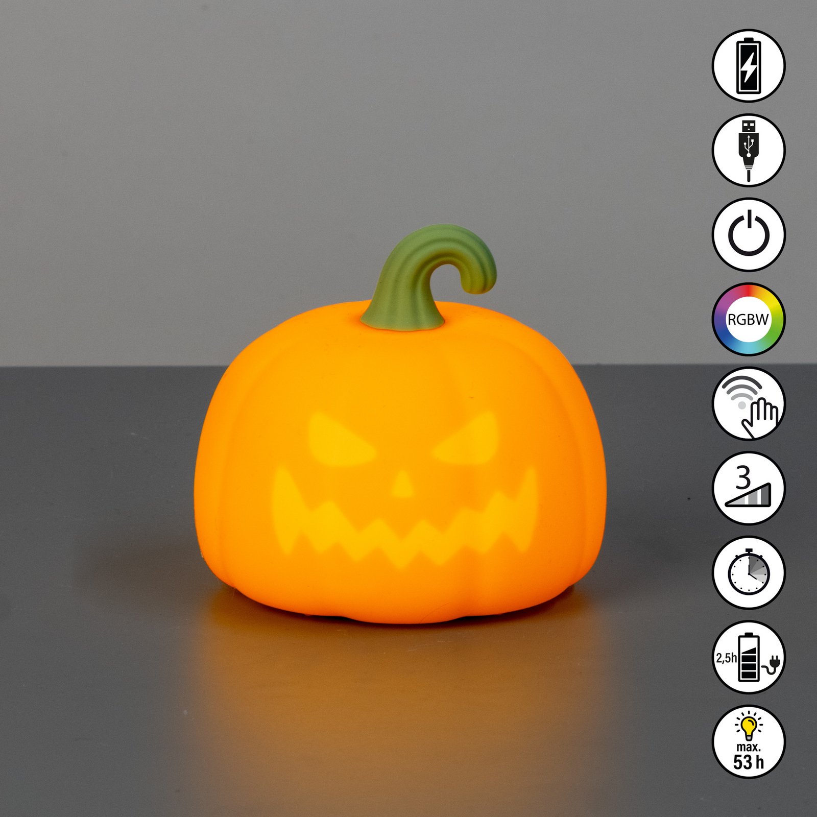 Lanterna cu LED Richy, portocalie, Ø 11 cm, silicon