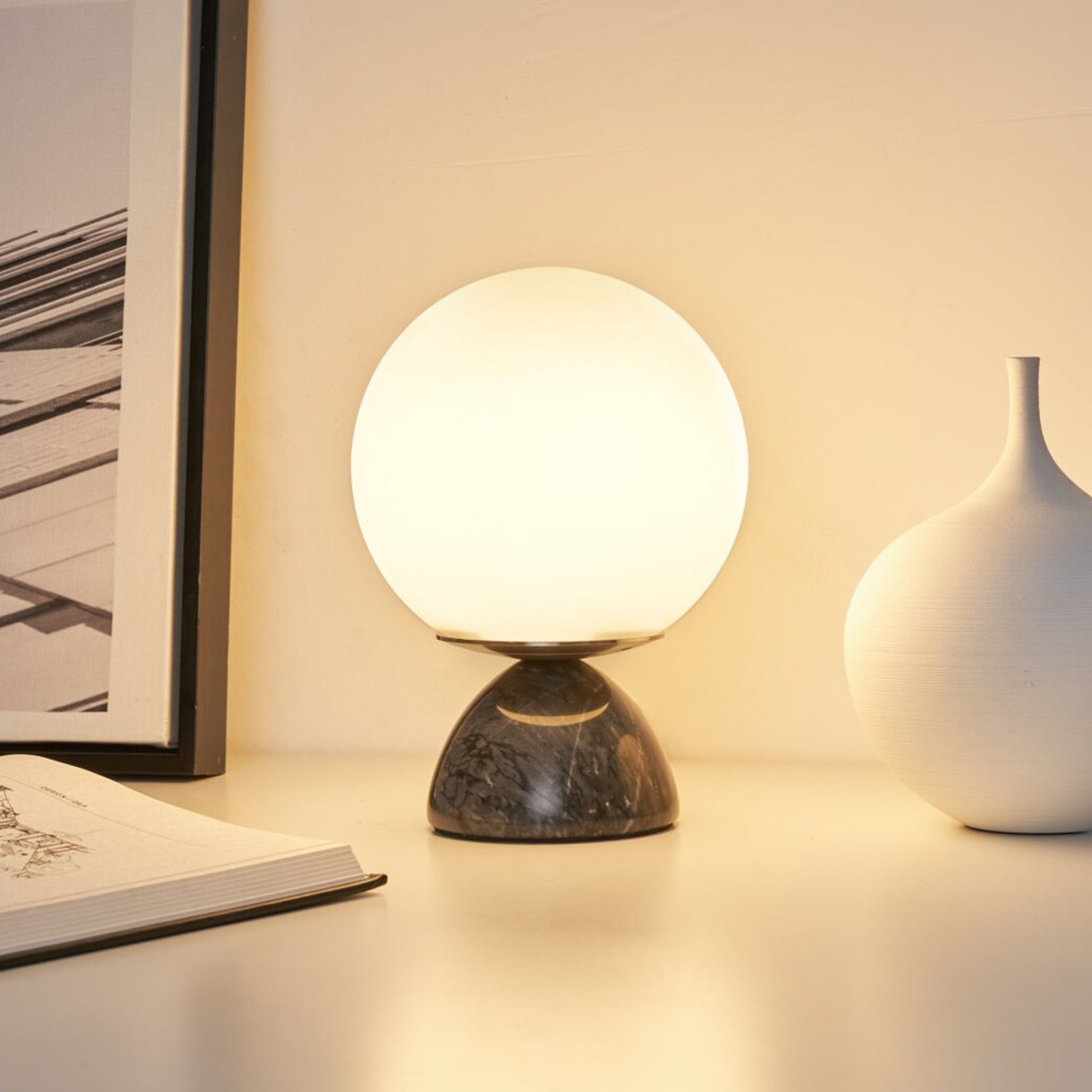 Pauleen Shining Pearl table lamp marble and glass