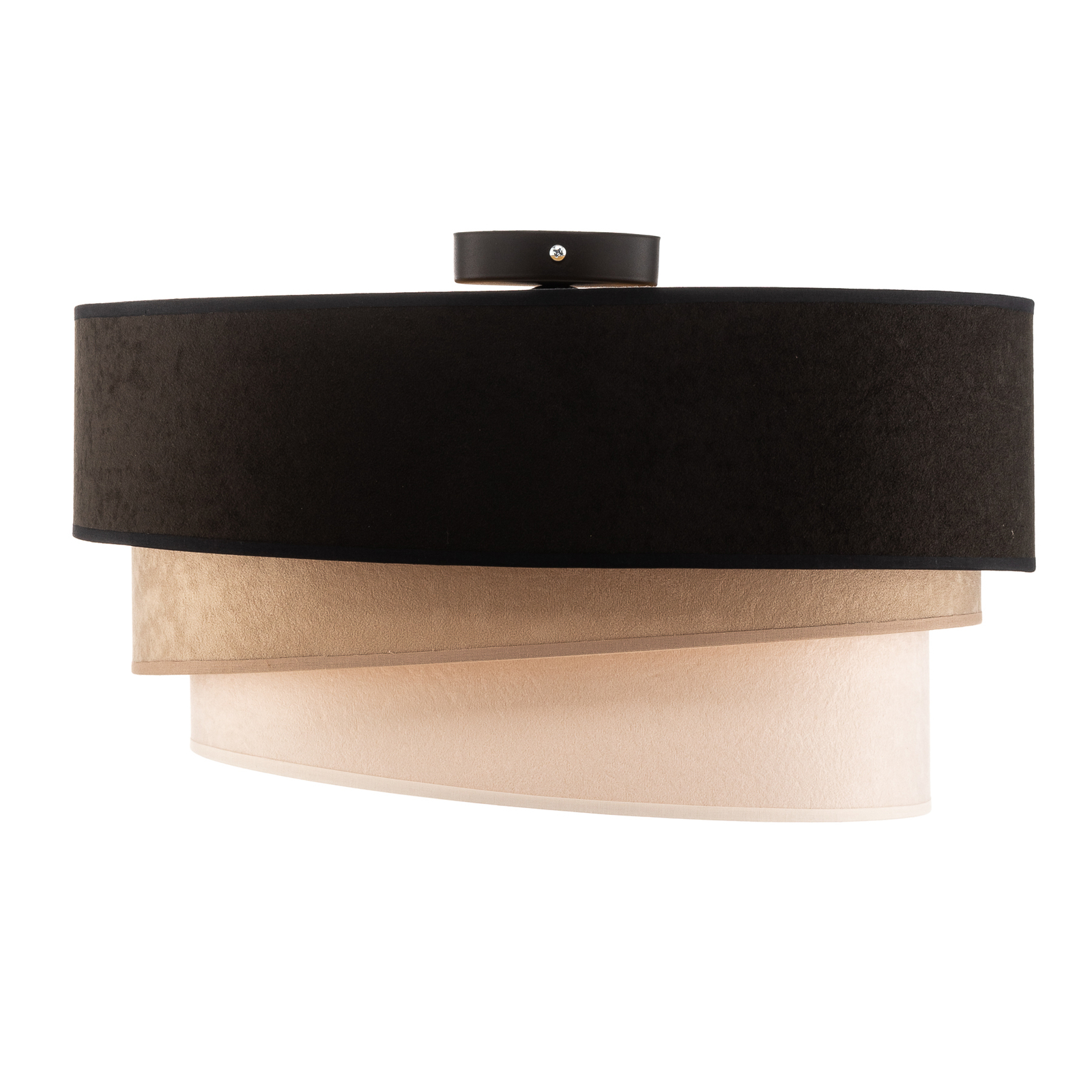 Plafondlamp Devon, zwart/beige/ecru/goud Ø45cm