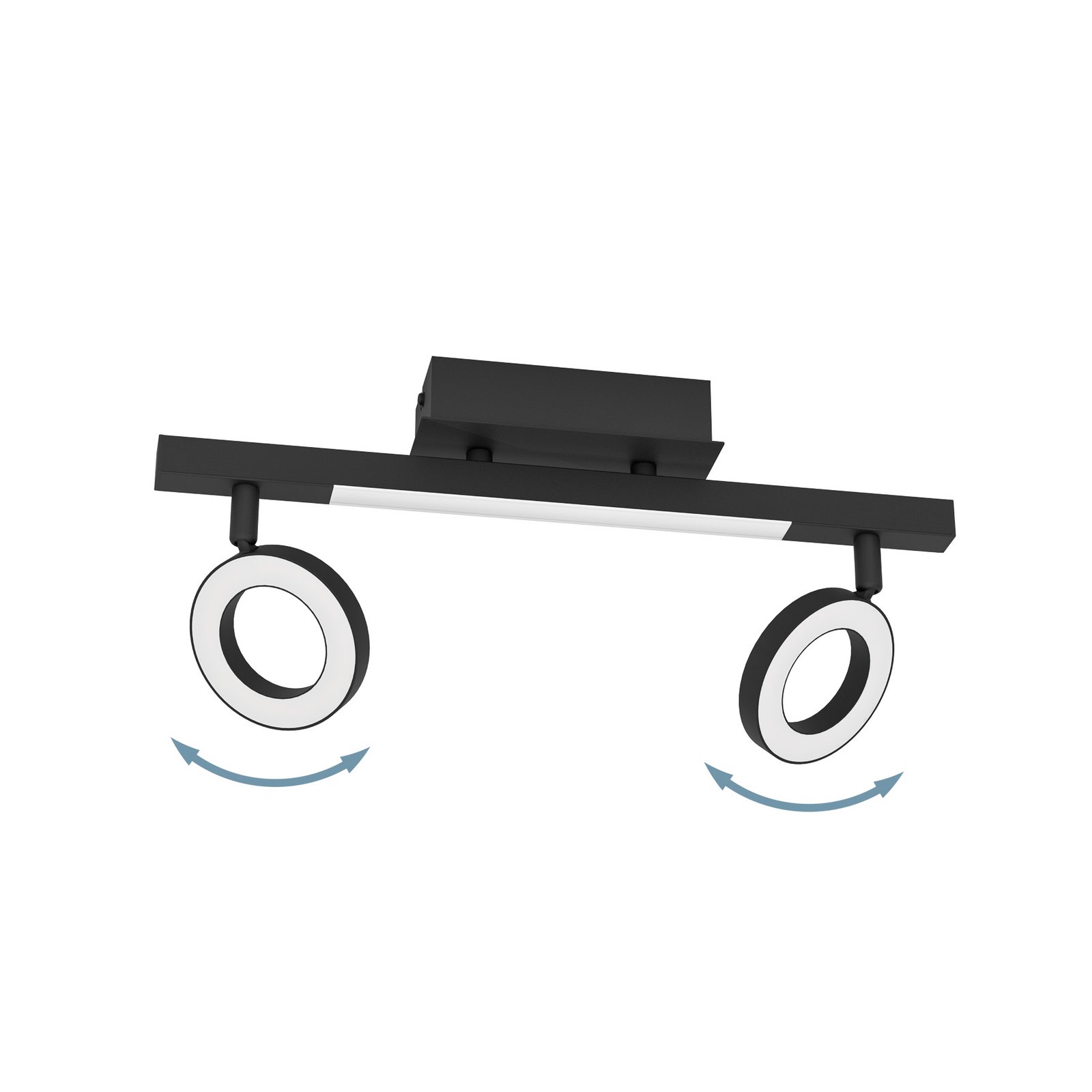 LED spot de tavan Cardillio 2 negru cu două inele