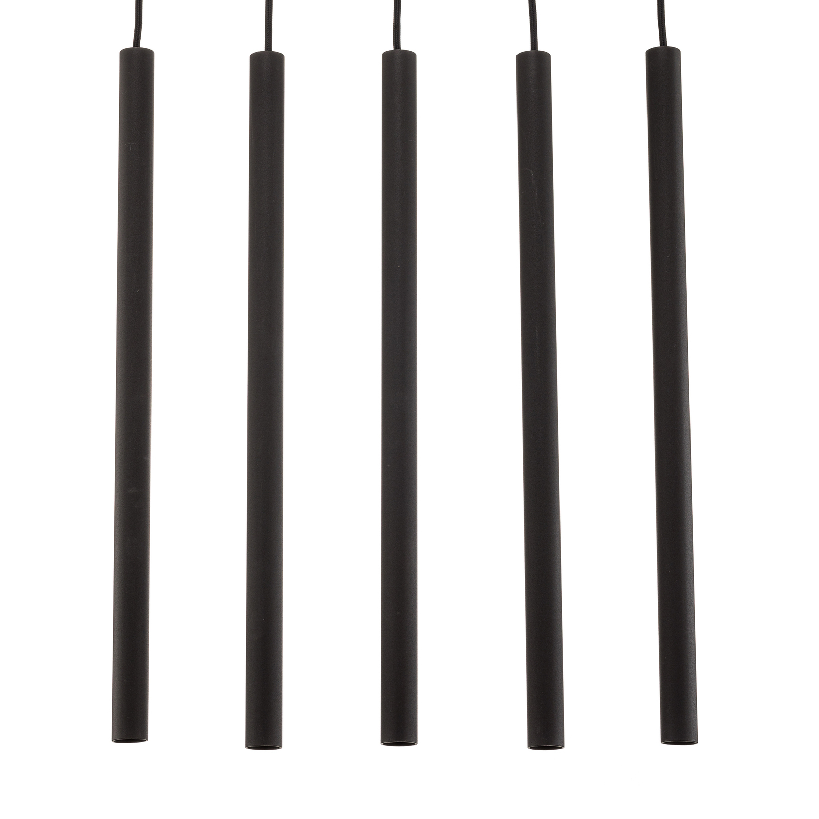 Thin pendant light, black, 5-bulb, linear
