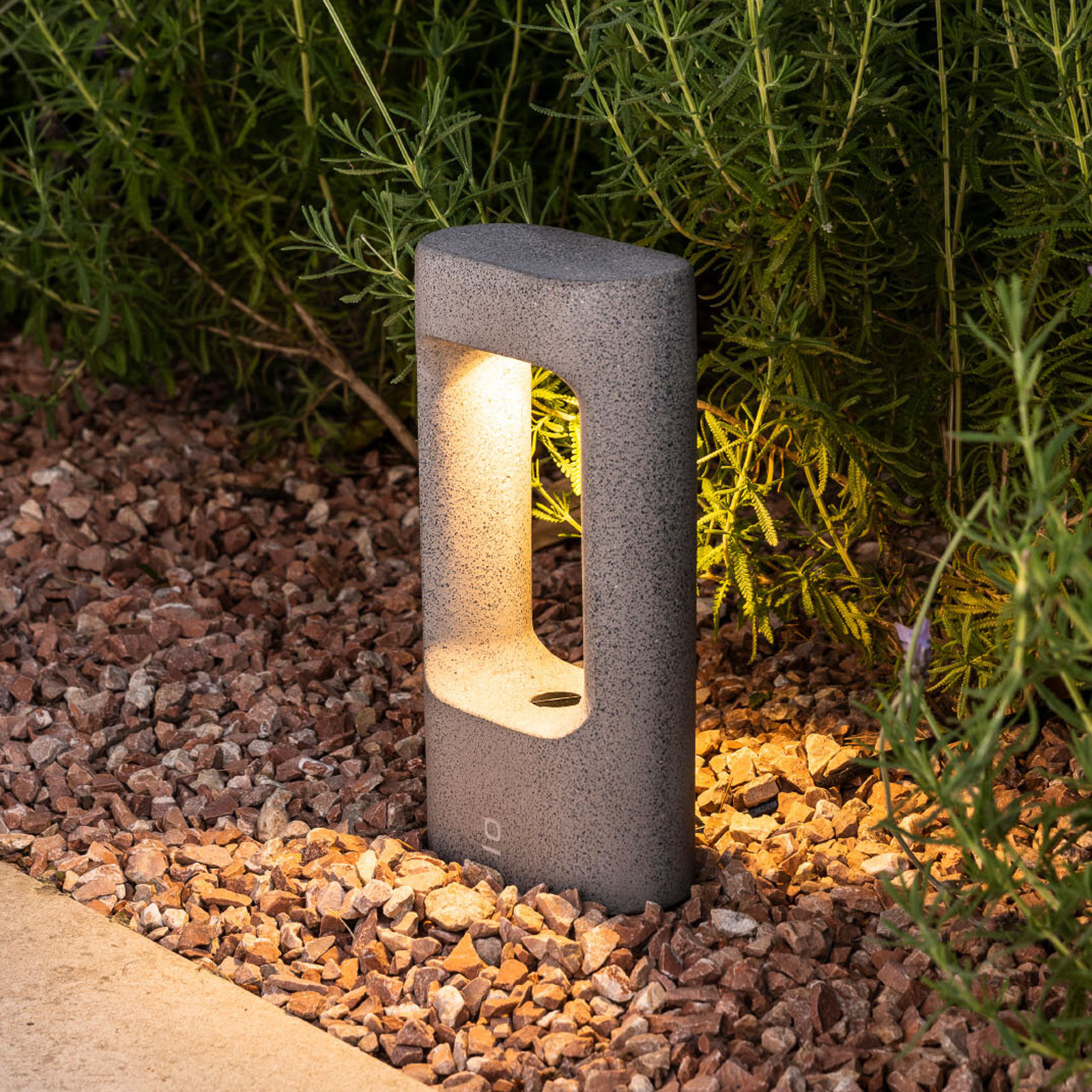 LED sokkellamp Totem, grijs, beton, hoogte 28,5 cm