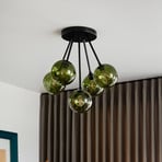 Ballroom Molecule plafondlamp, groen, glas, 5-lamps