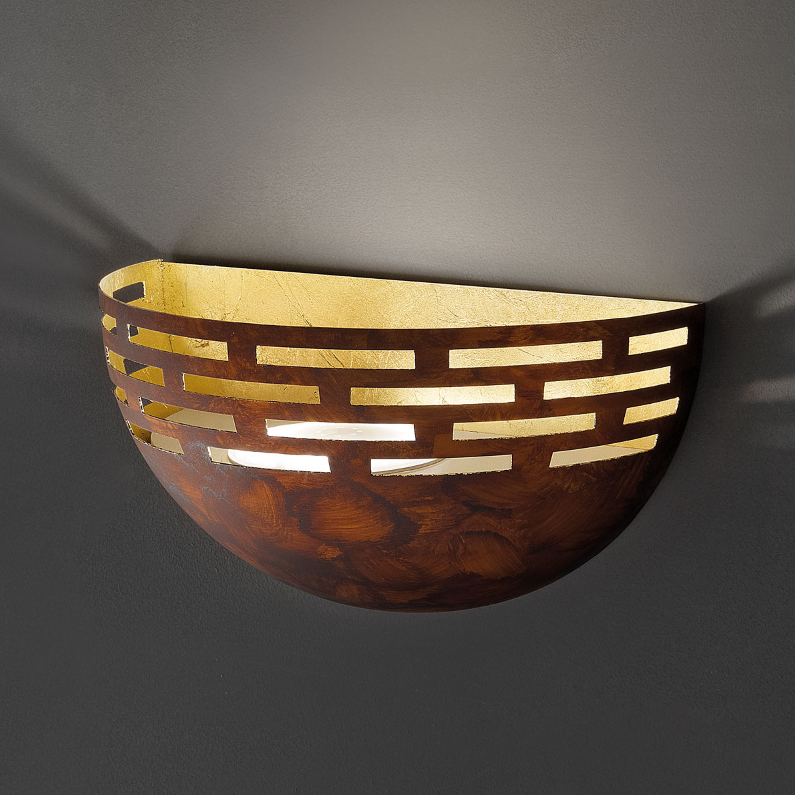 BRAGA In a trendy rust look - LED wall lamp Greka, for Living / Dining Room, metal, 17 W, energy efficiency: A+, W: 30 cm, H: 15 cm