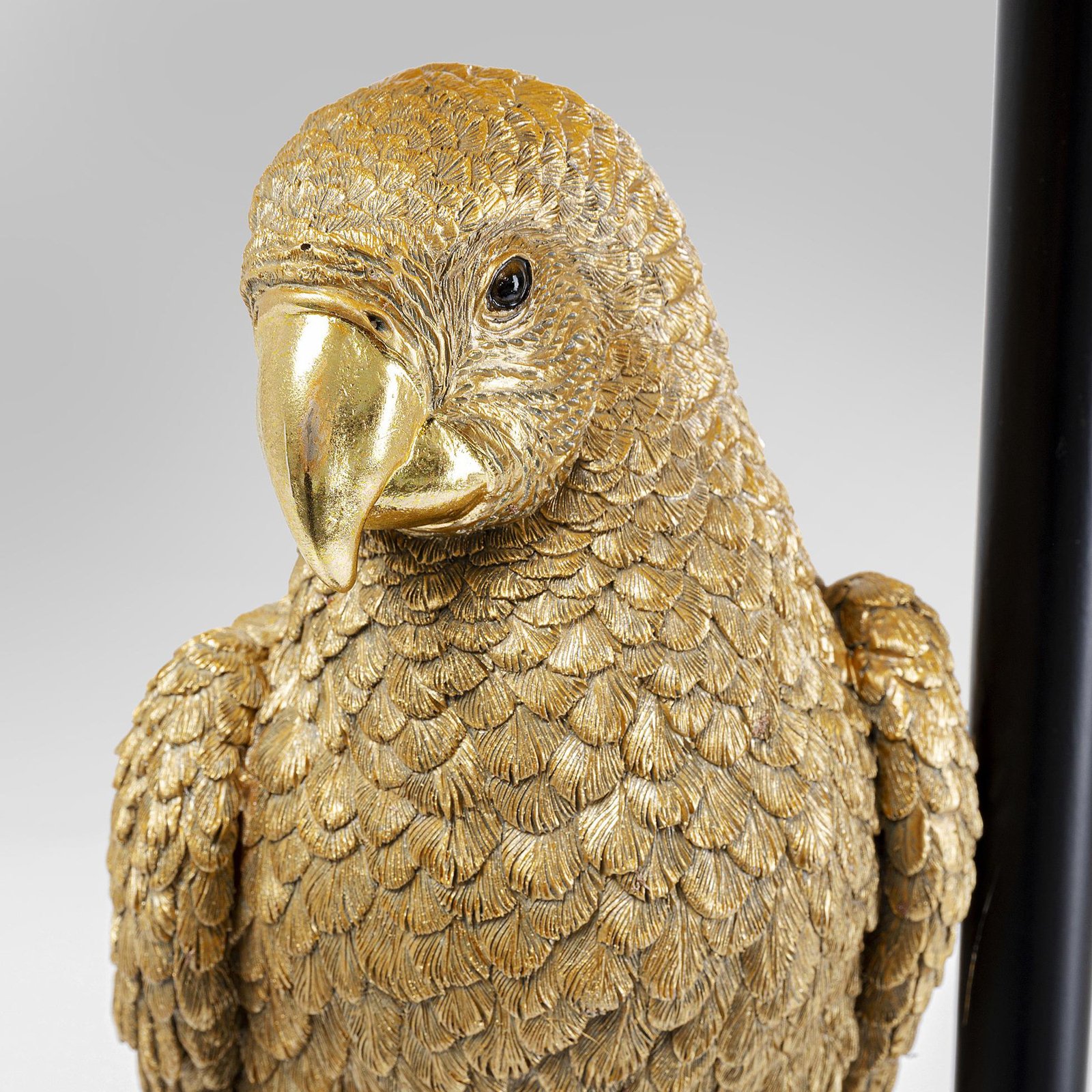 KARE Lampe sur pied Animal Parrot, textile noir, figurine dorée