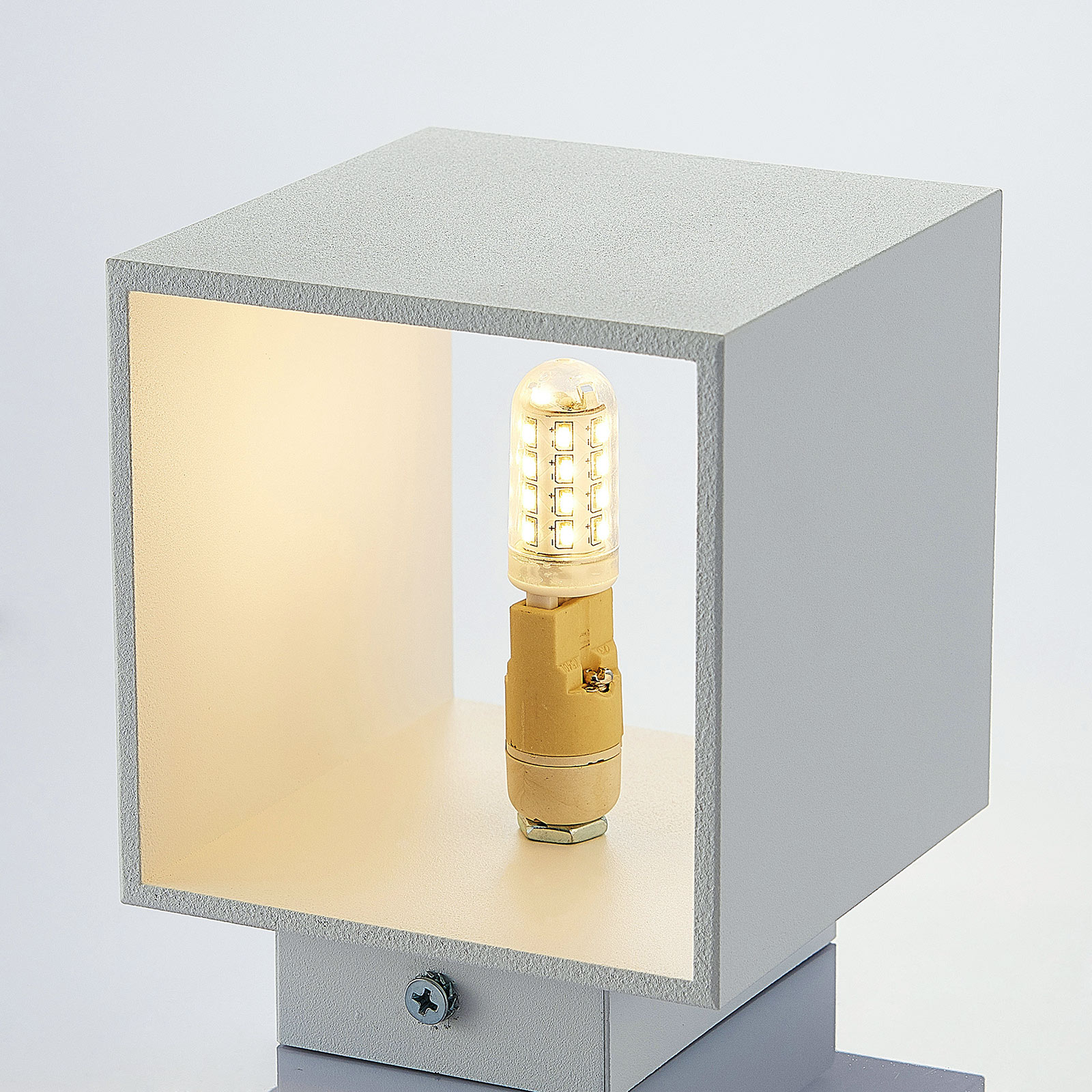Lindby Mirza aluminium-wandlamp, hoekig, wit