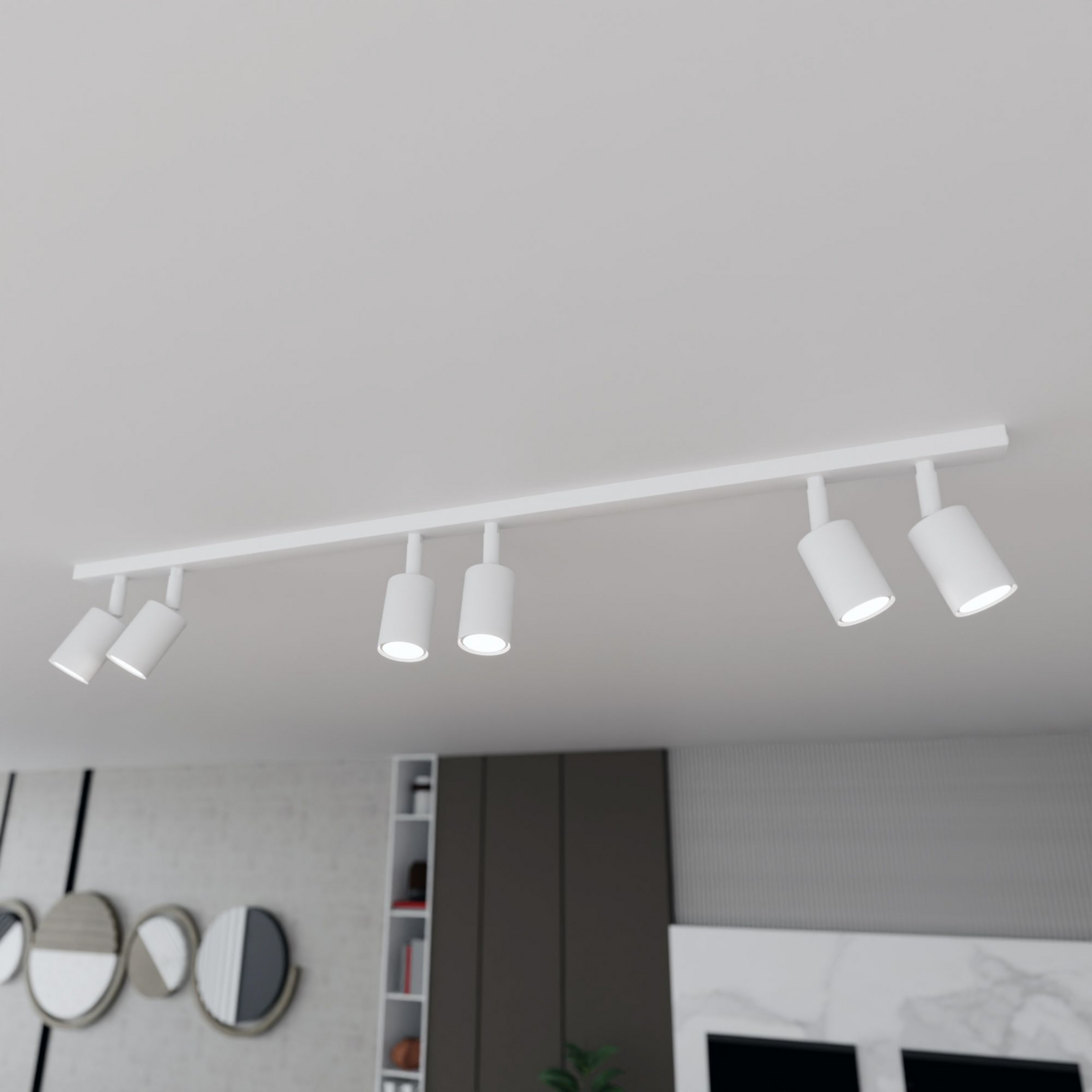 Griestu lampa Flash, balta, 6 spuldzes, metāls