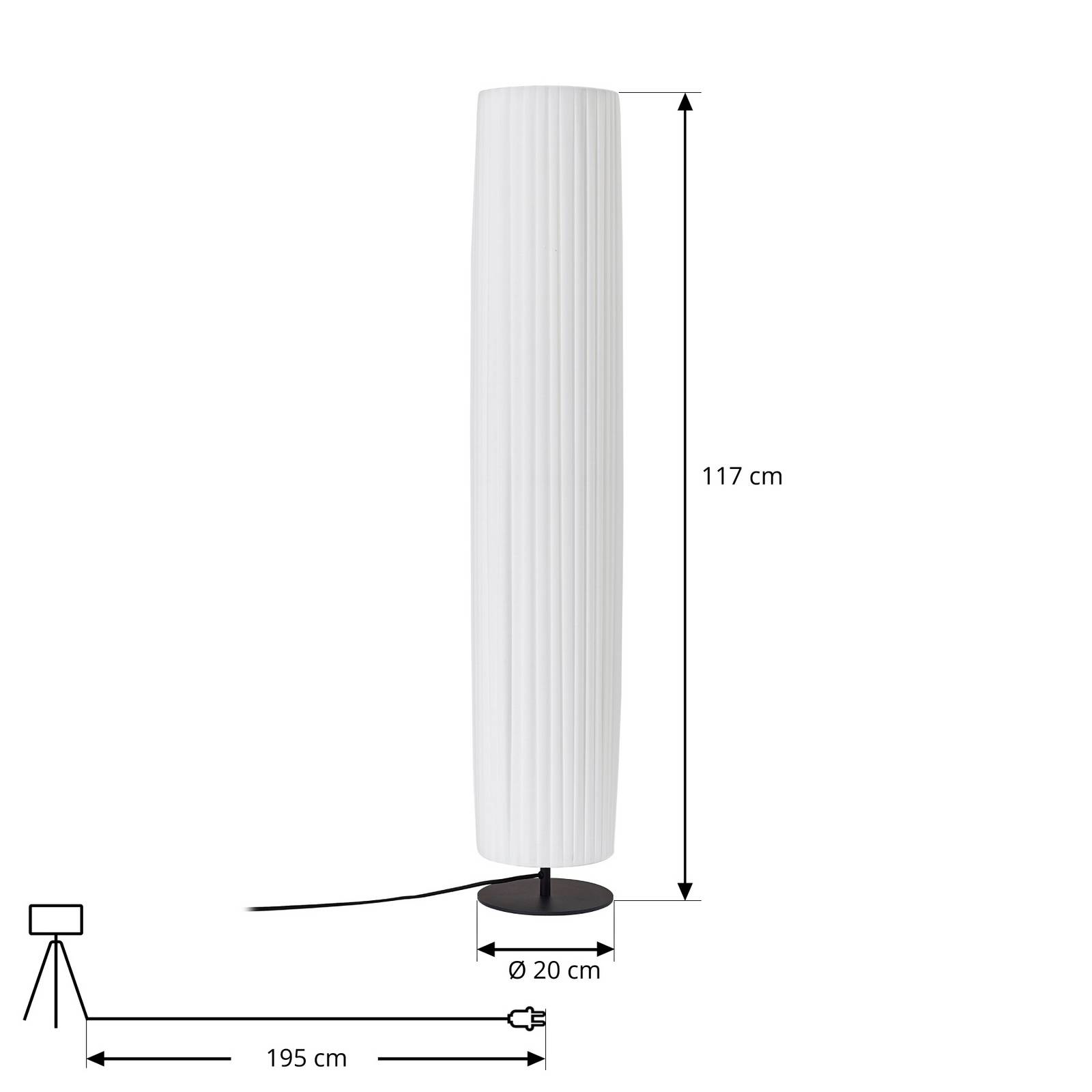 Lindby lampa stojąca Virelle, biała, tekstylna, wysokość 117 cm, E27