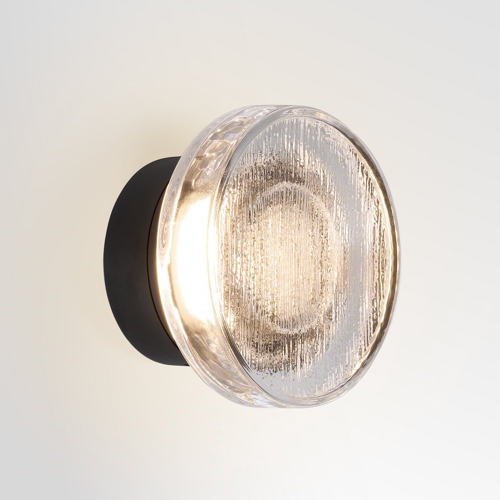 Applique murale d'extérieur LED MARSET Roc, Ø 17 cm, noir/translucide