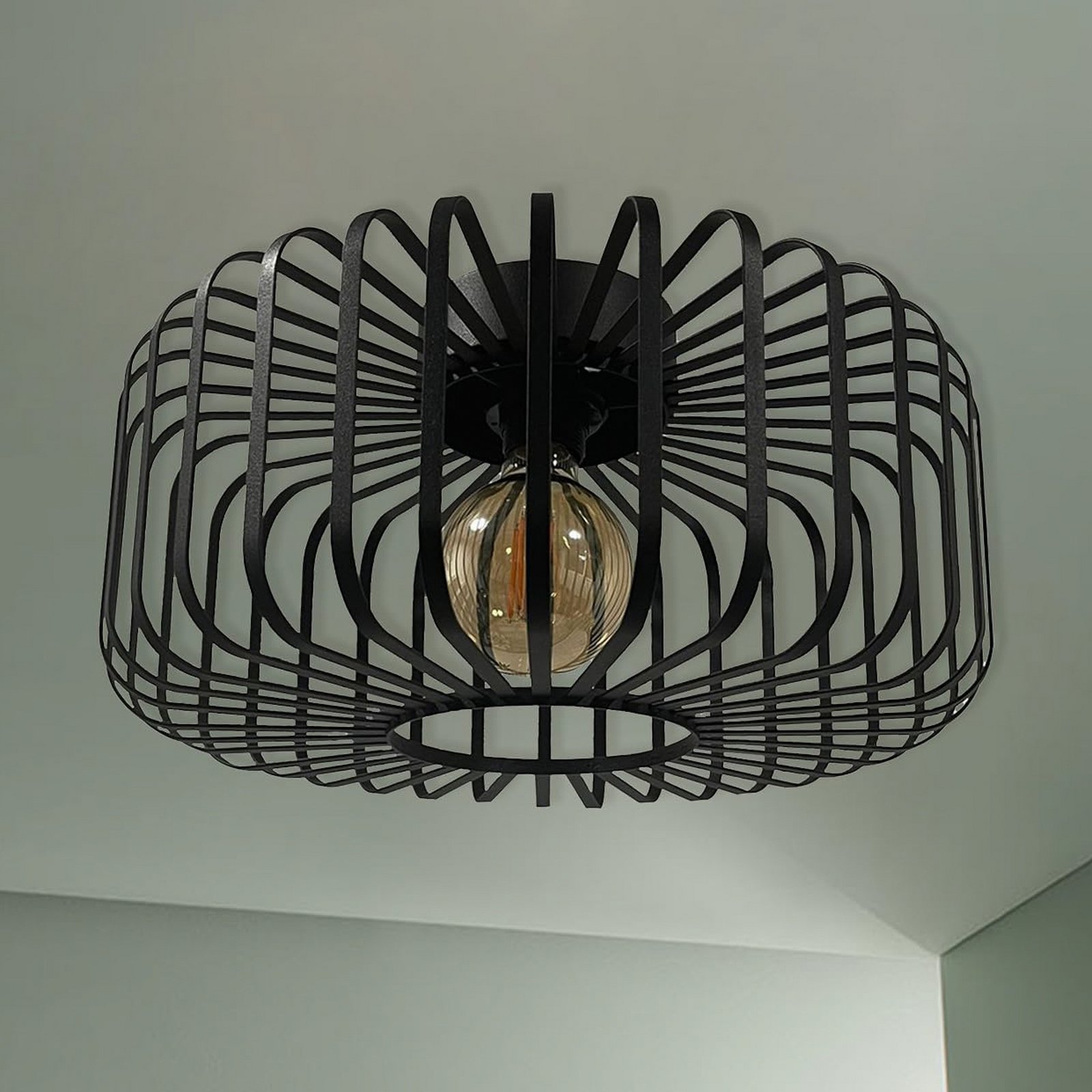 Stropní svítidlo Niko, černé, Ø 39 cm, kov, E27