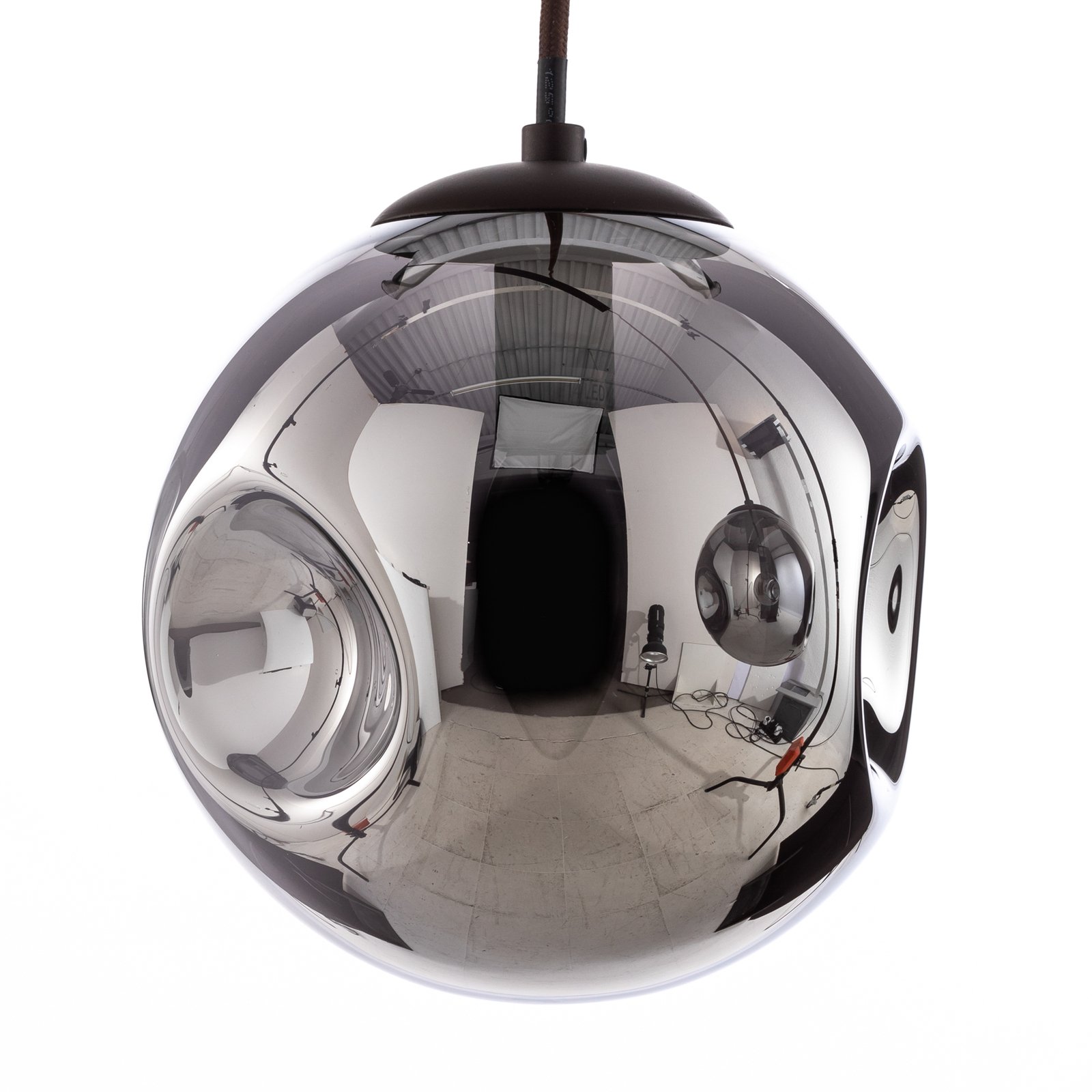 Lindby Valentina pendant light, glass, smoky grey, round, 5-bulb.