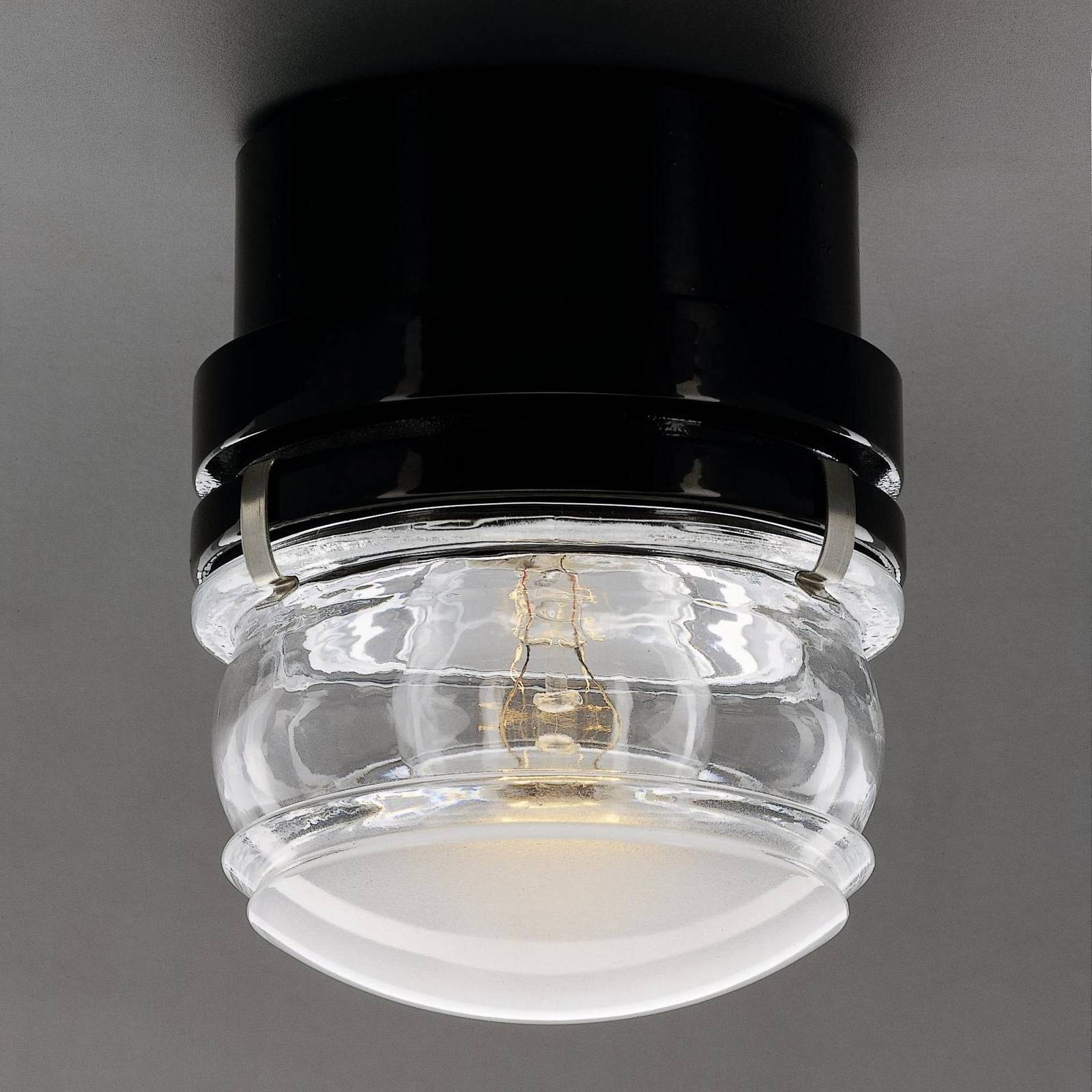 Oluce LED-Wandlampe Fresnel, schwarz, Alu, Glas, 2.700 K günstig online kaufen