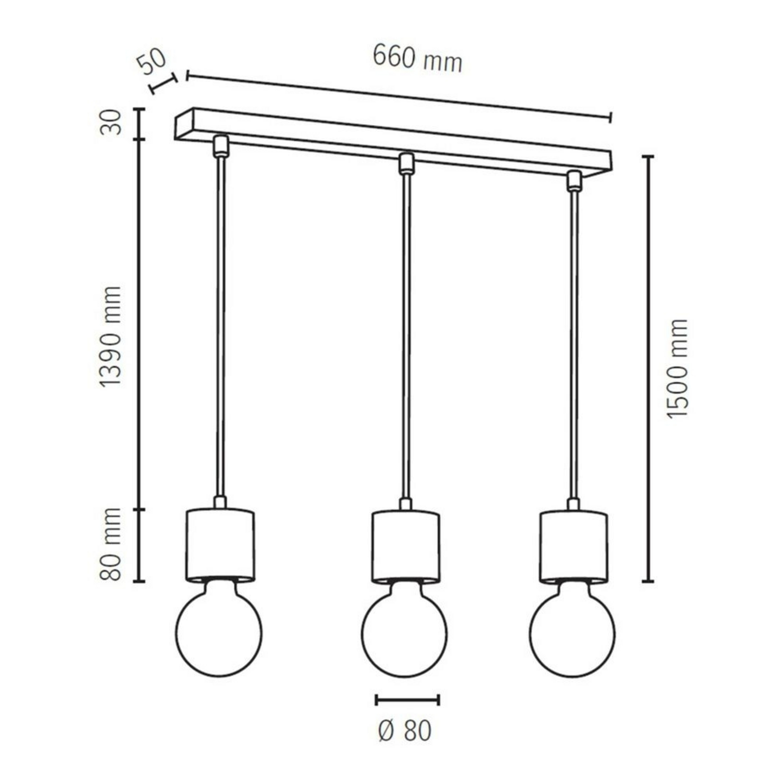 Terra 3 Lustră Pendul Light Wood - Envostar