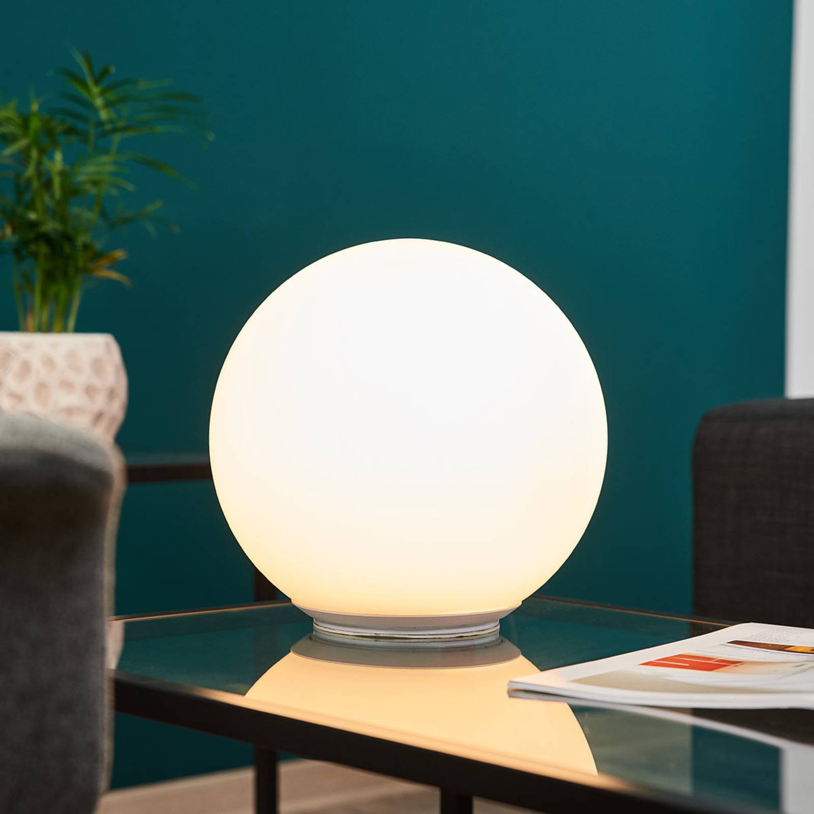 Okrągła szklana lampa stołowa Dioscuri, 25 cm